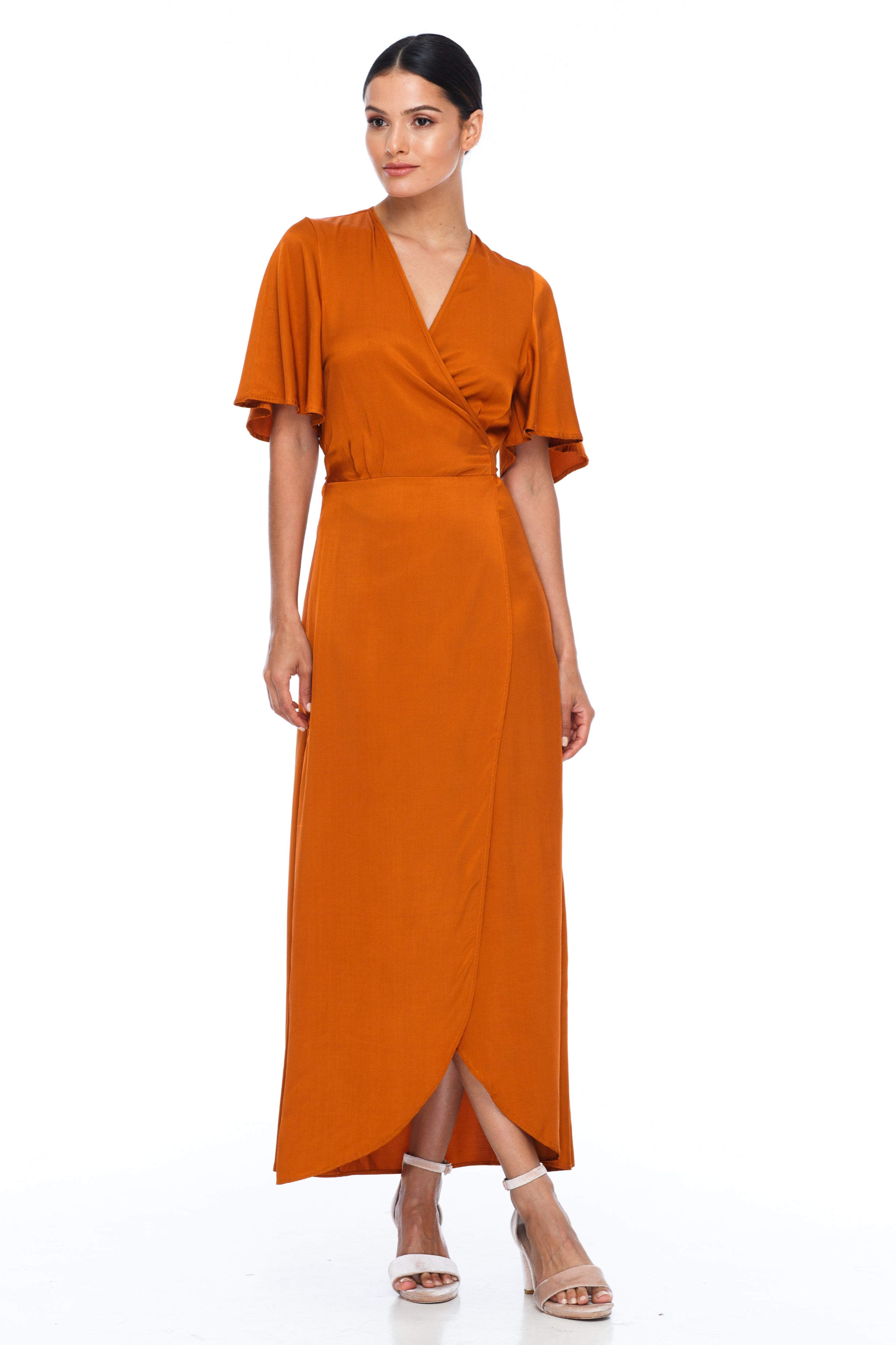 A BLAK Bridesmaid Dress - The Lights Out Dress - A classic wrap dress with beautiful floaty sleeve. The Slimline bodice and flowy skirt makes this style so easy to suit all body types.