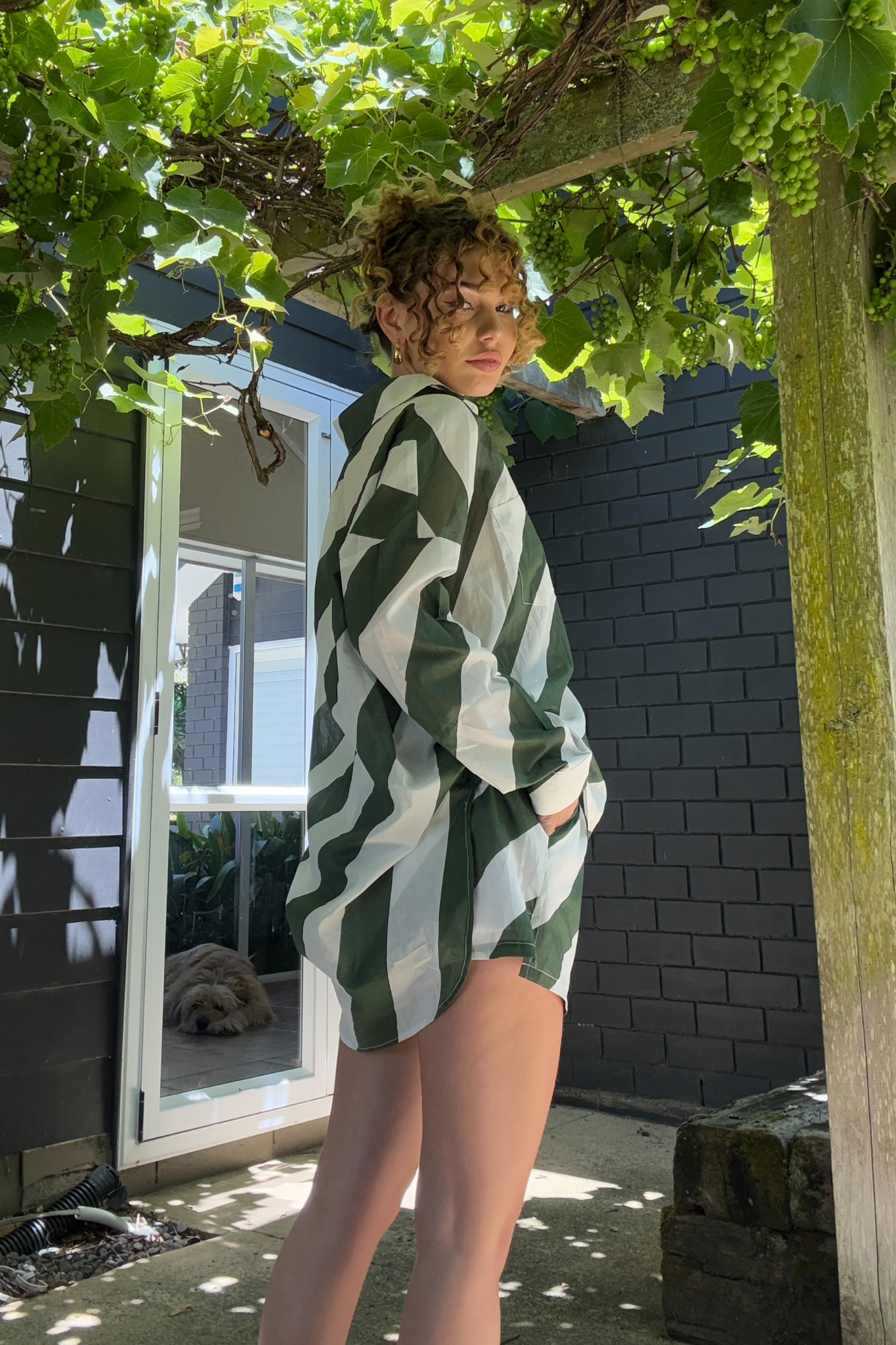 Luca Short - Dried Mint/Ivory Diagonal Stripe