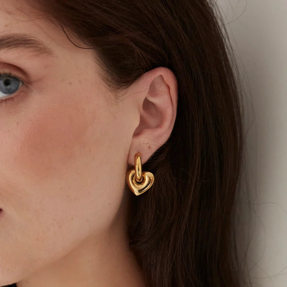 GIMME - Lisa Puffy Heart Gold Earrings