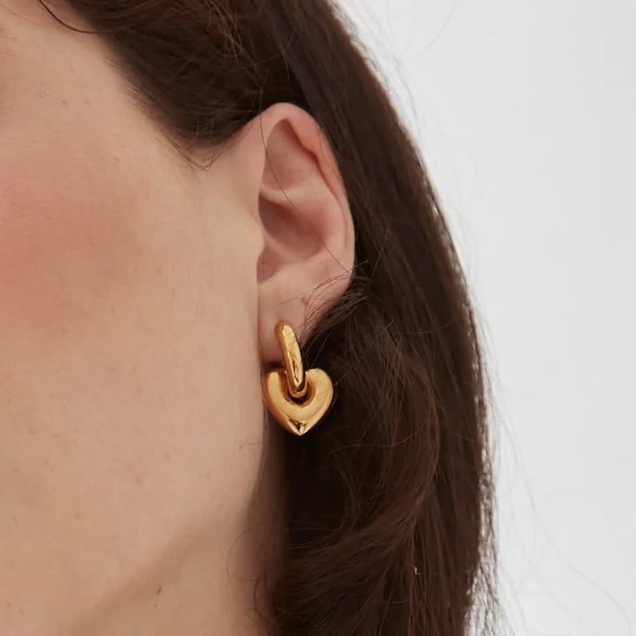 GIMME - Lisa Puffy Heart Gold Earrings