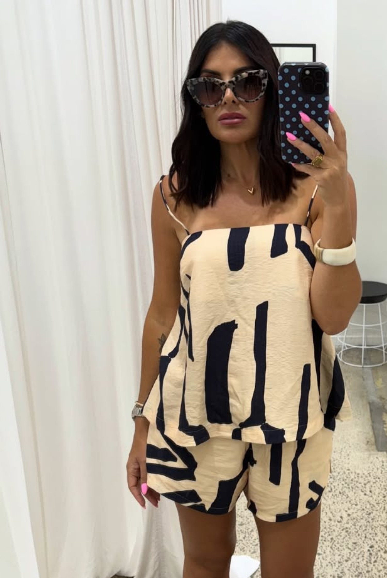 Luca Short - Cream/Navy Print