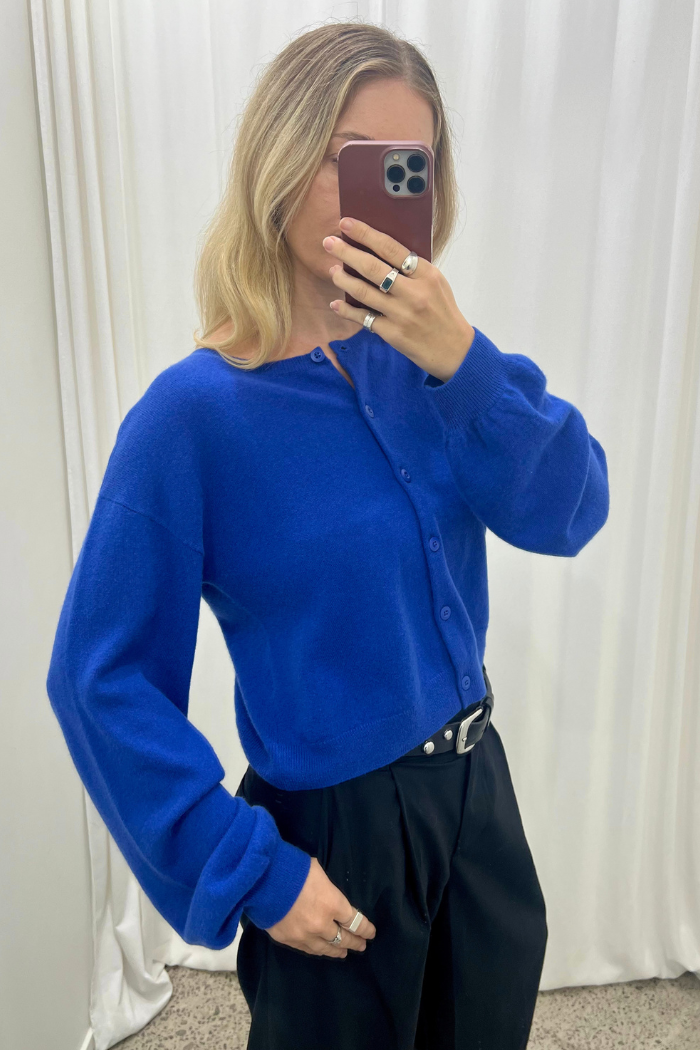 Come To Me Cashmere Cardi - Cobalt Blue
