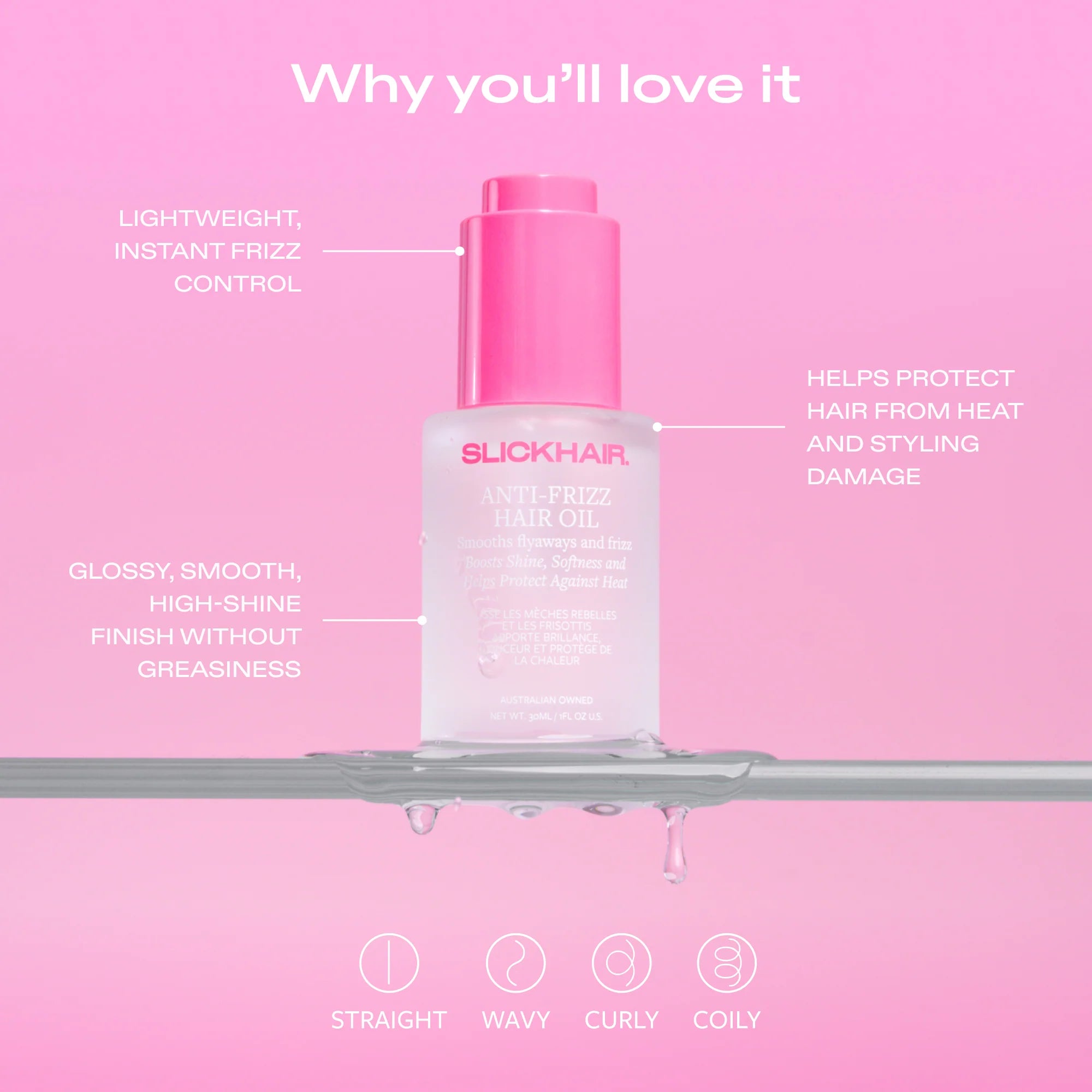 SlickHair - Anti-Frizz Hair Oil - 30ml