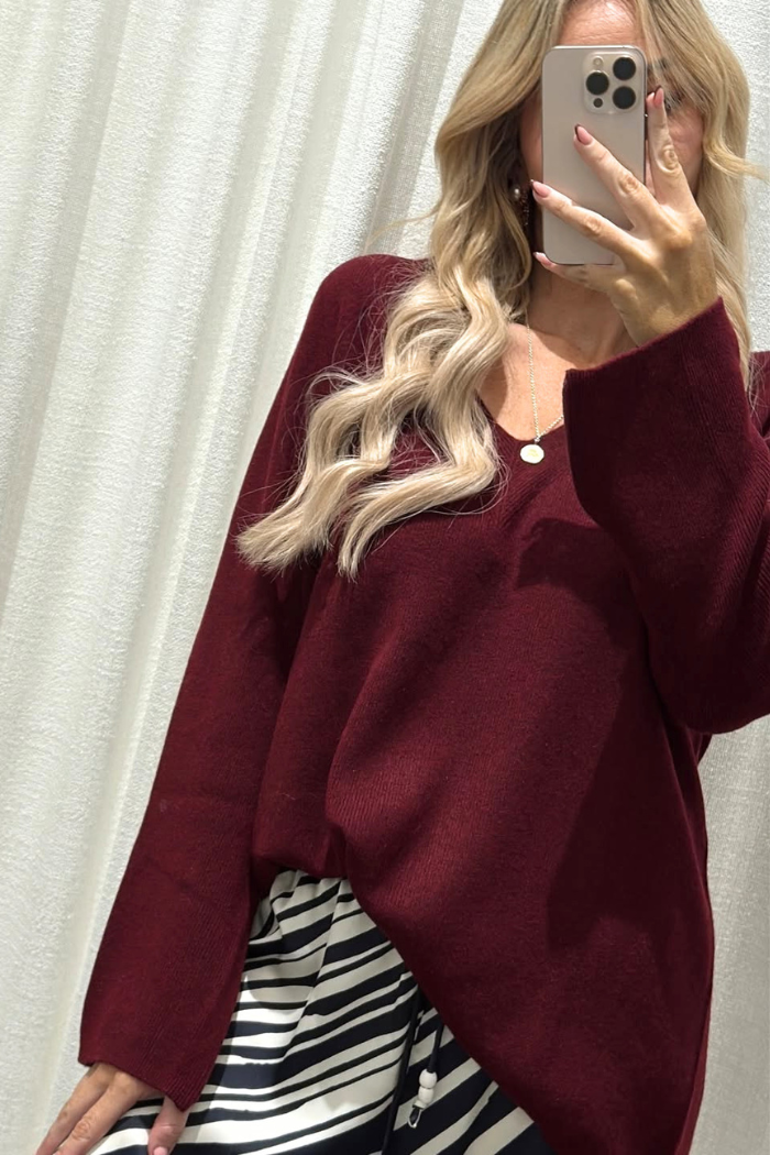 Afterlight Cashmere Jumper - Maroon