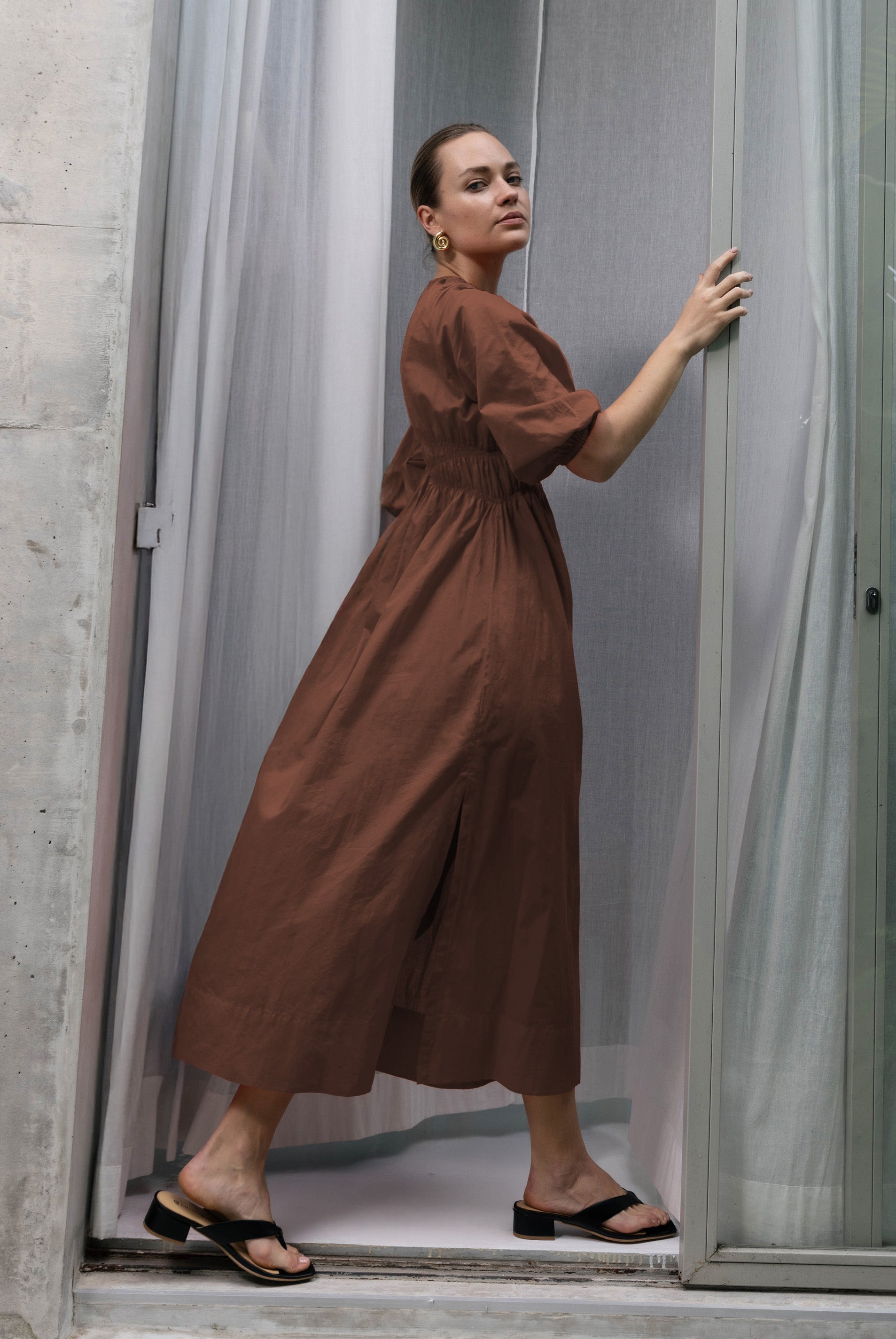 Agnes Dress - Brandy Brown