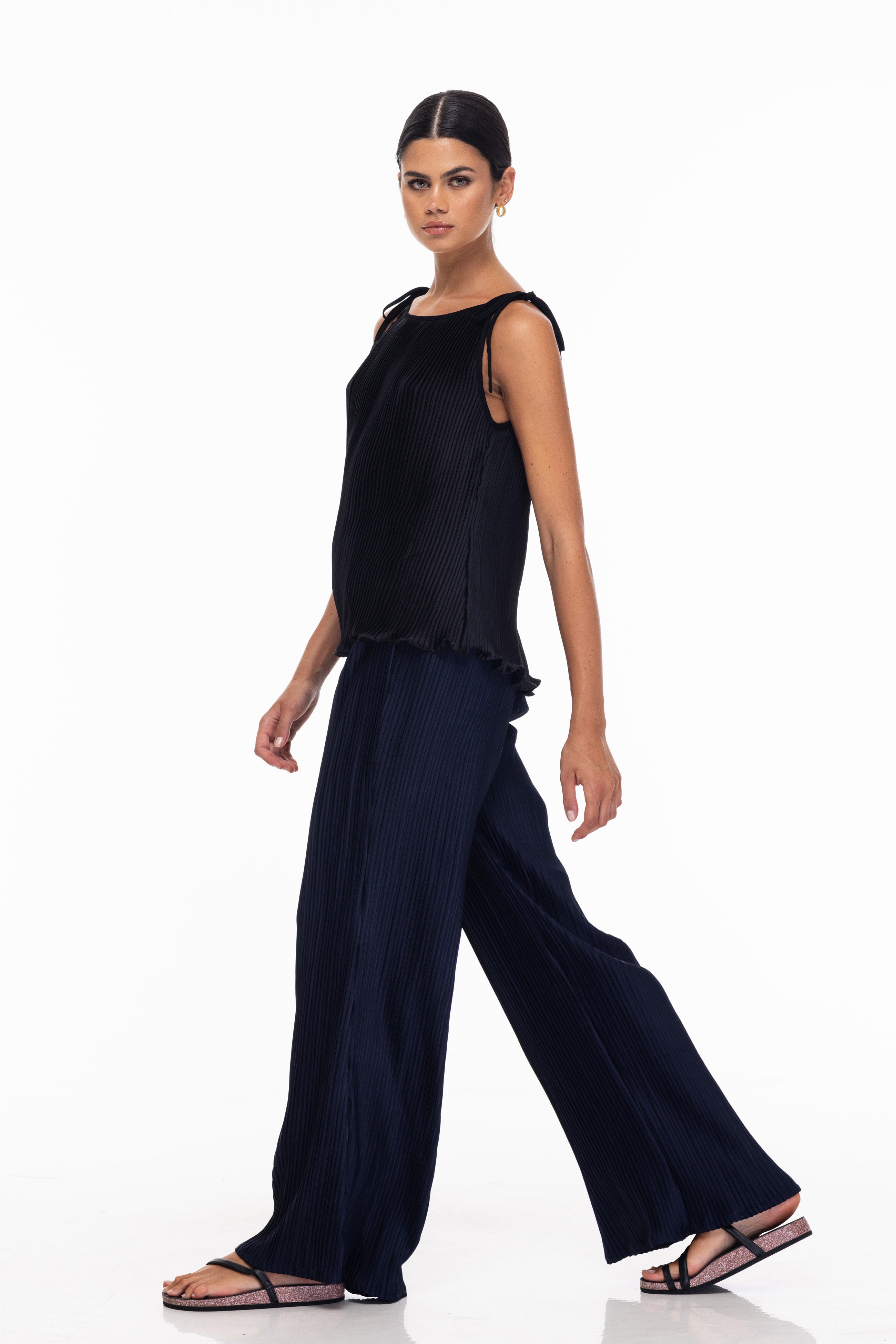 Pleat Lenny Pants - Navy