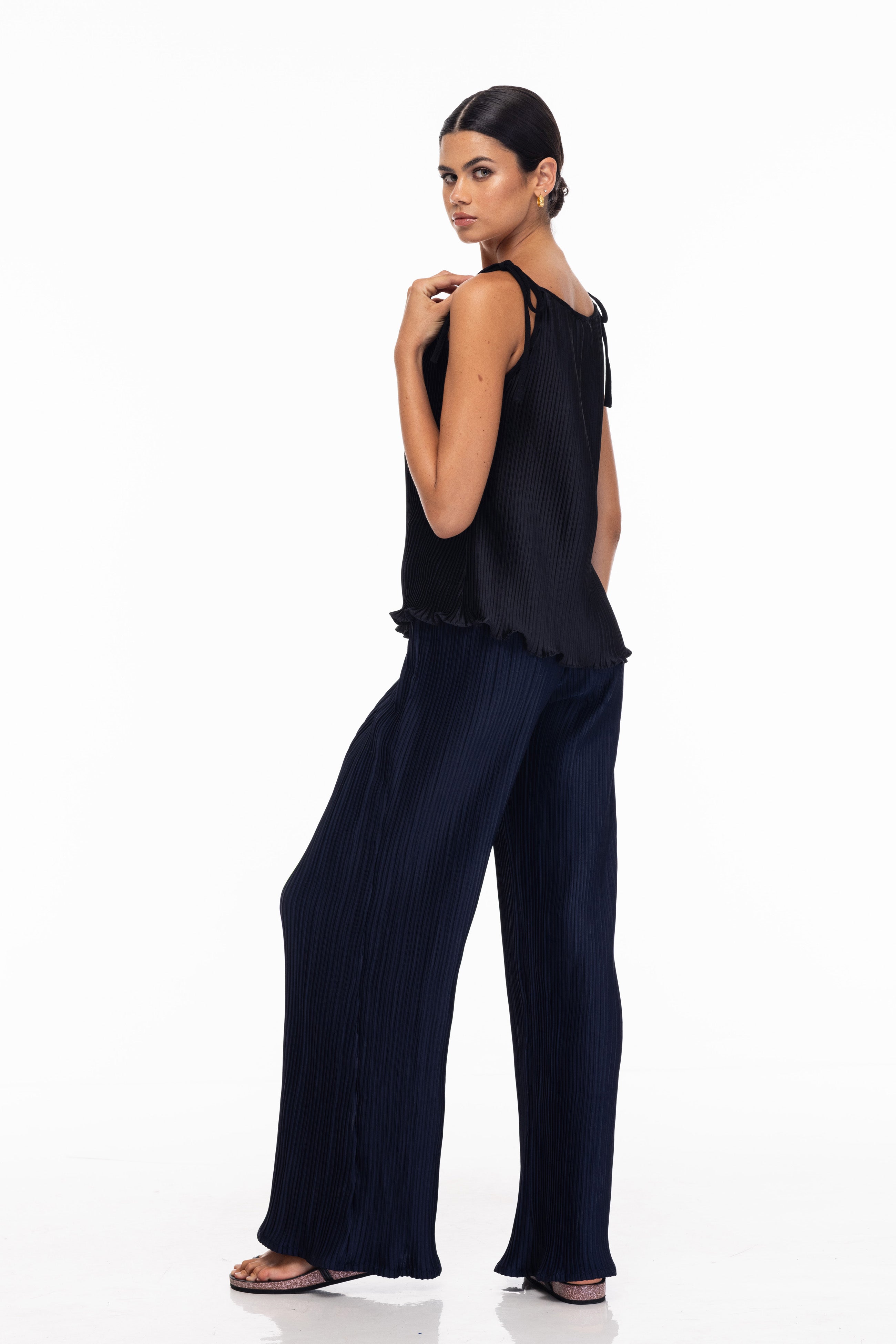 Pleat Lenny Pants - Navy