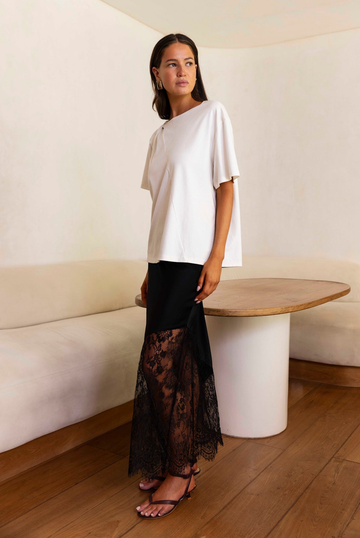 Before Dawn Asymmetric Tee | White