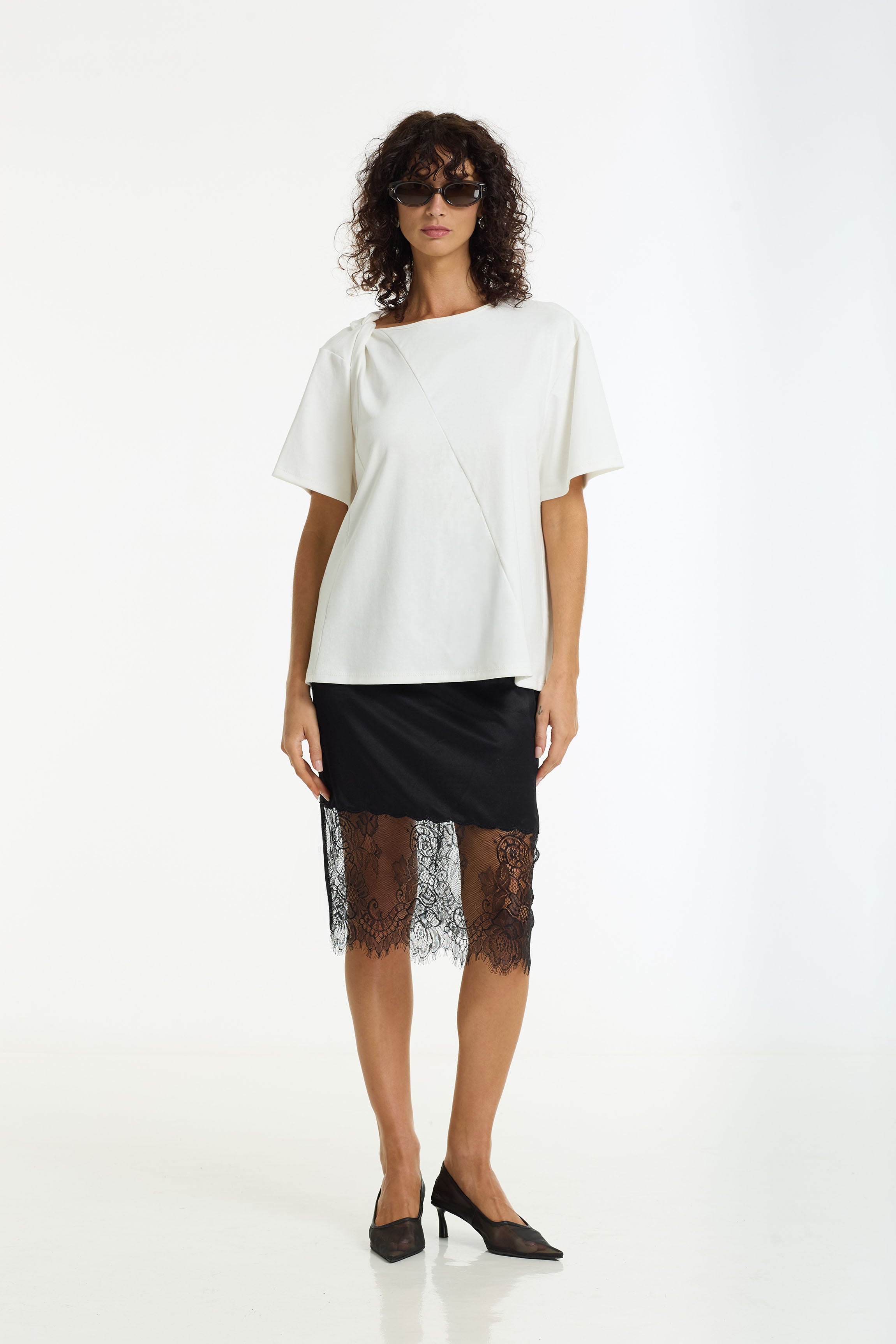 Parisian Girl Satin Lace Skirt | Black | PRE-ORDER