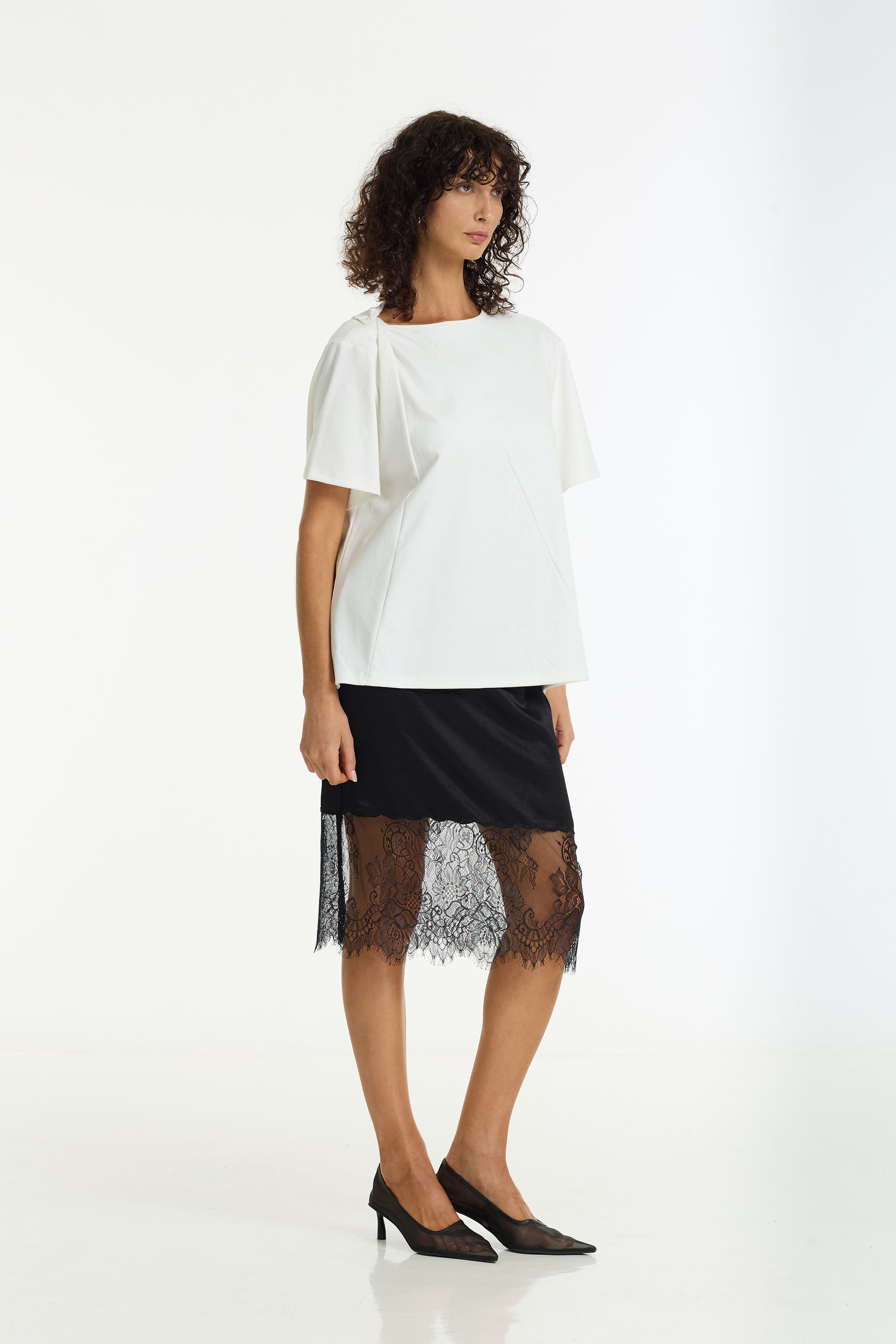 Parisian Girl Satin Lace Skirt | Black | PRE-ORDER