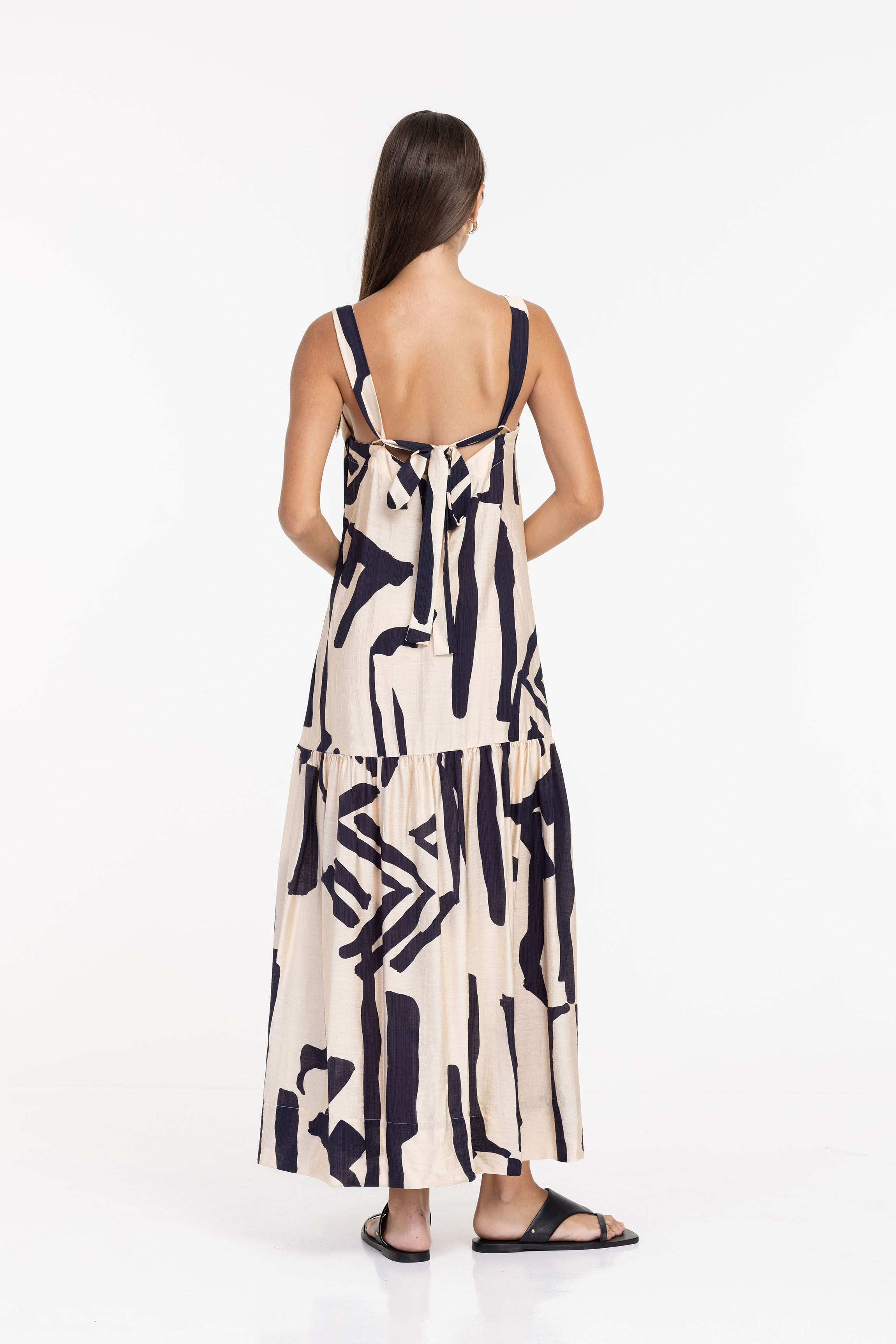 Break Your Heart Dress - Cream/Navy Print - PRE-ORDER