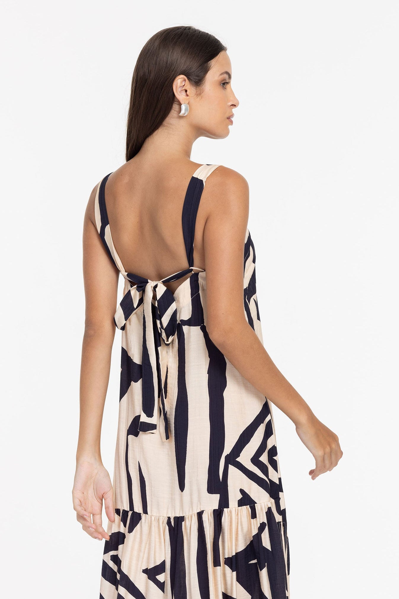 Break Your Heart Dress - Cream/Navy Print - PRE-ORDER