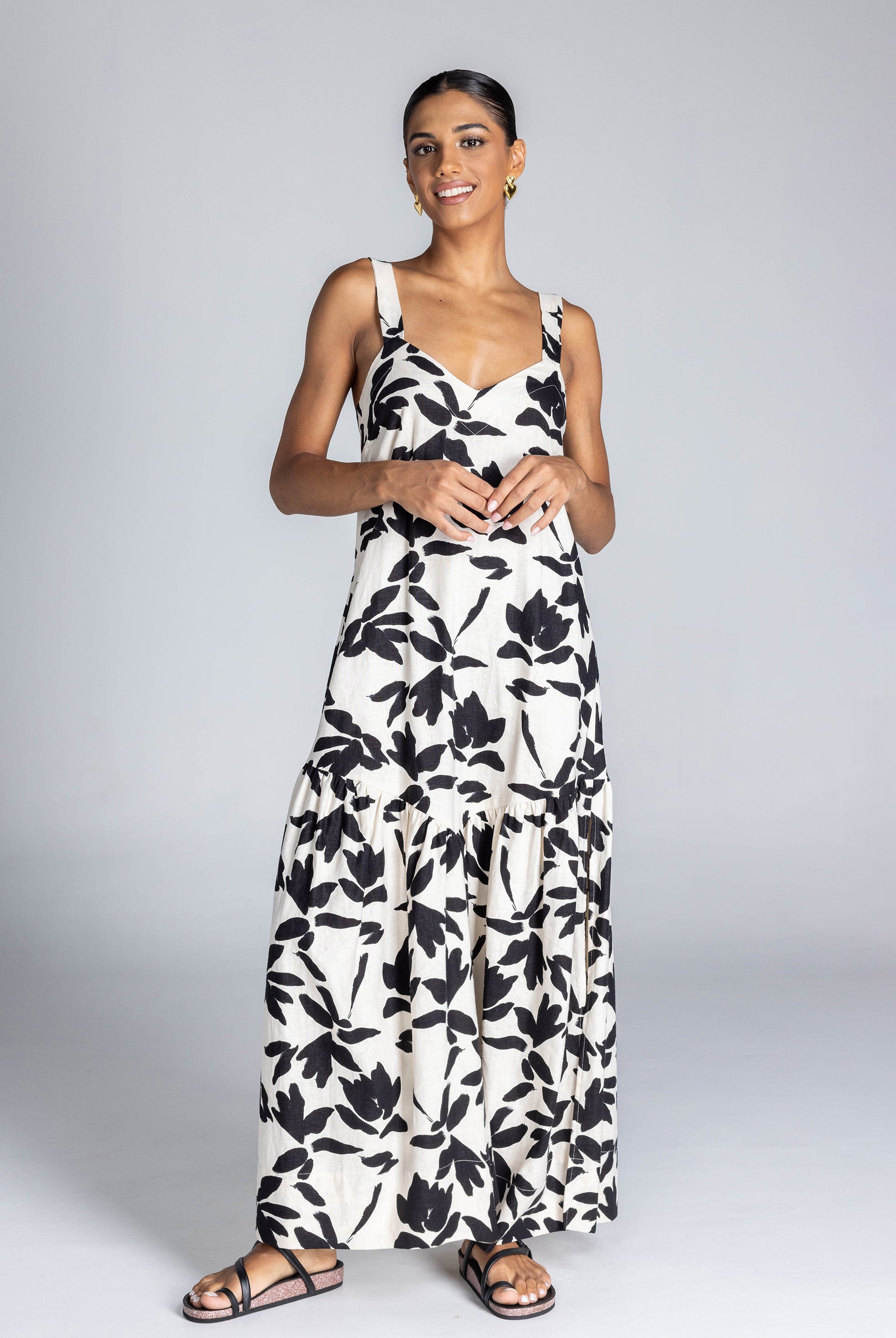Break Your Heart Dress - Ivory with Black Floral
