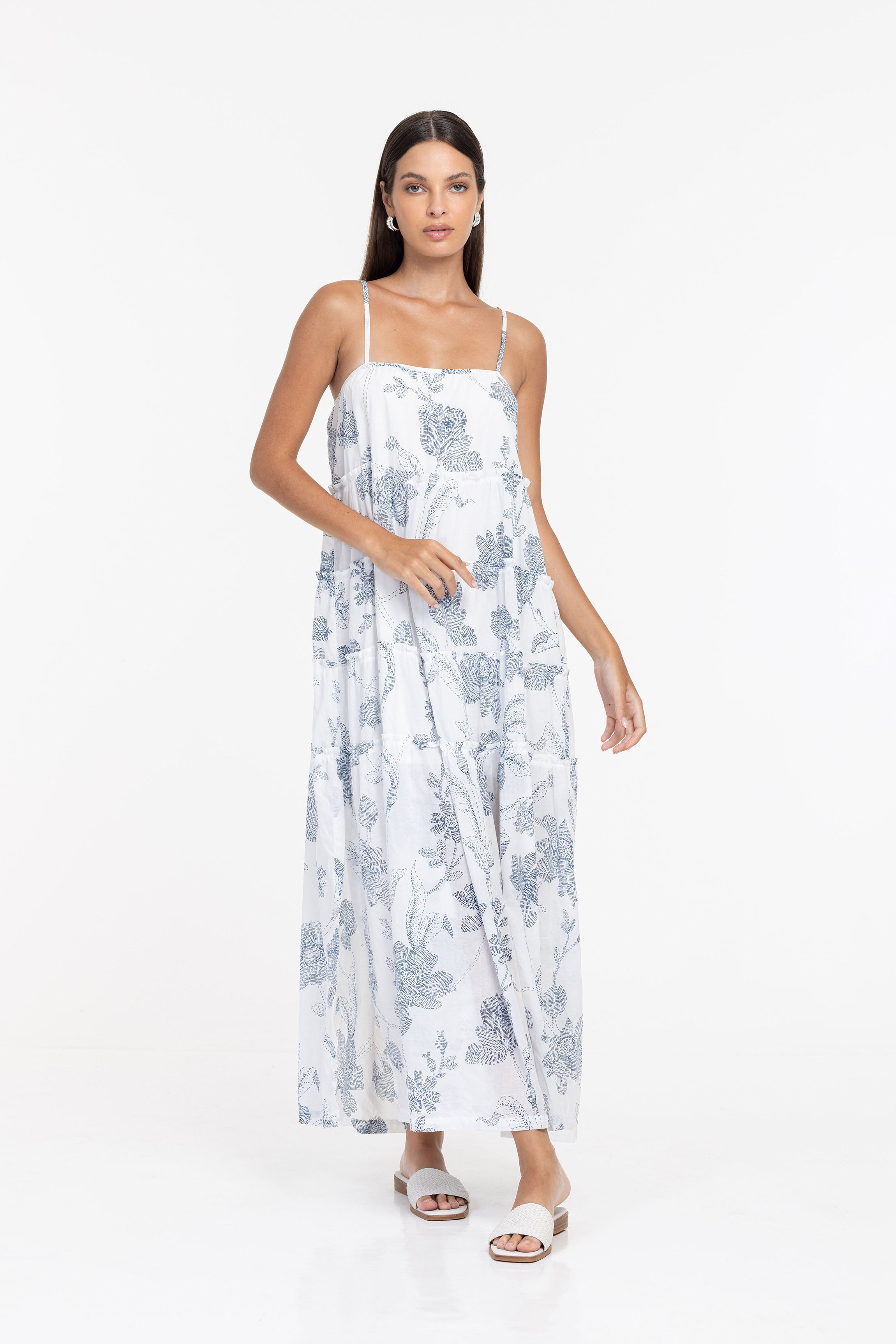 H26/50352 Carmella Dress - White/Ink Exclusive Floral