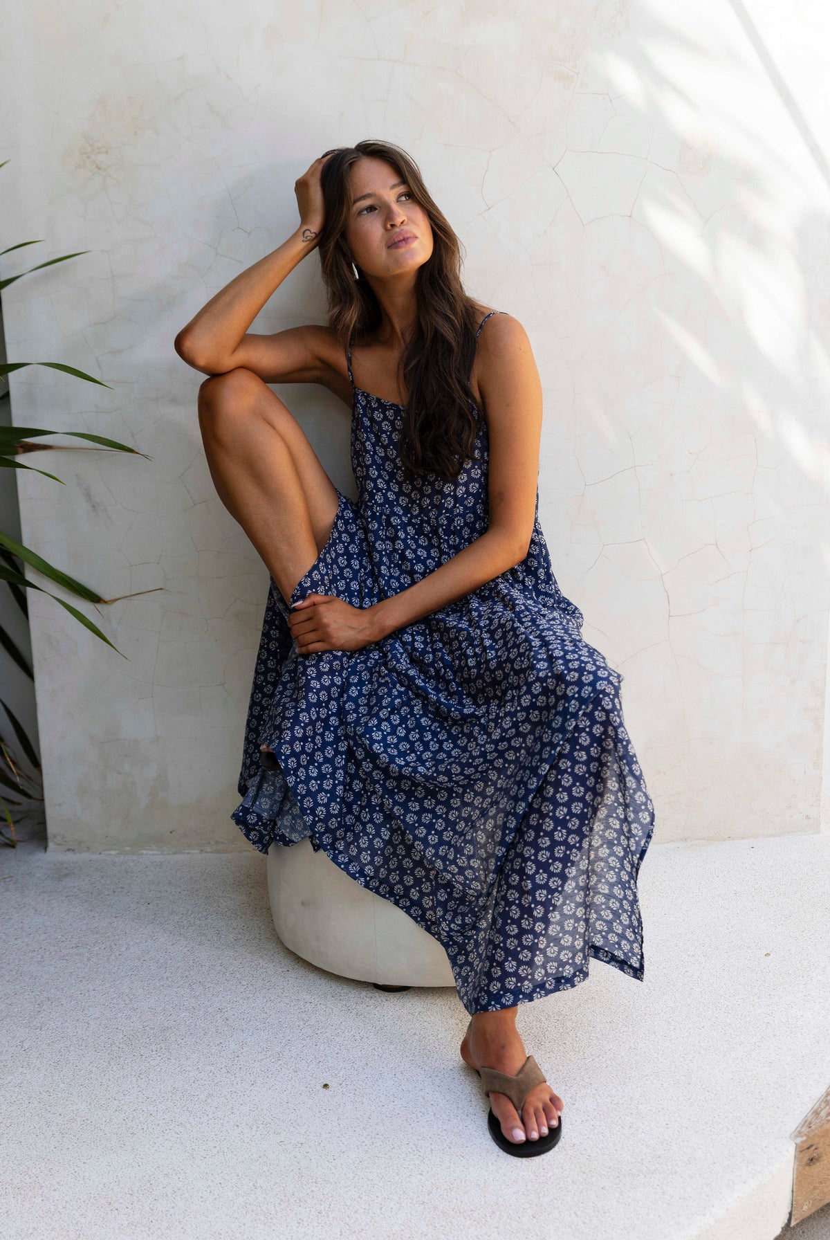 Carmen Dress - Navy / White Print