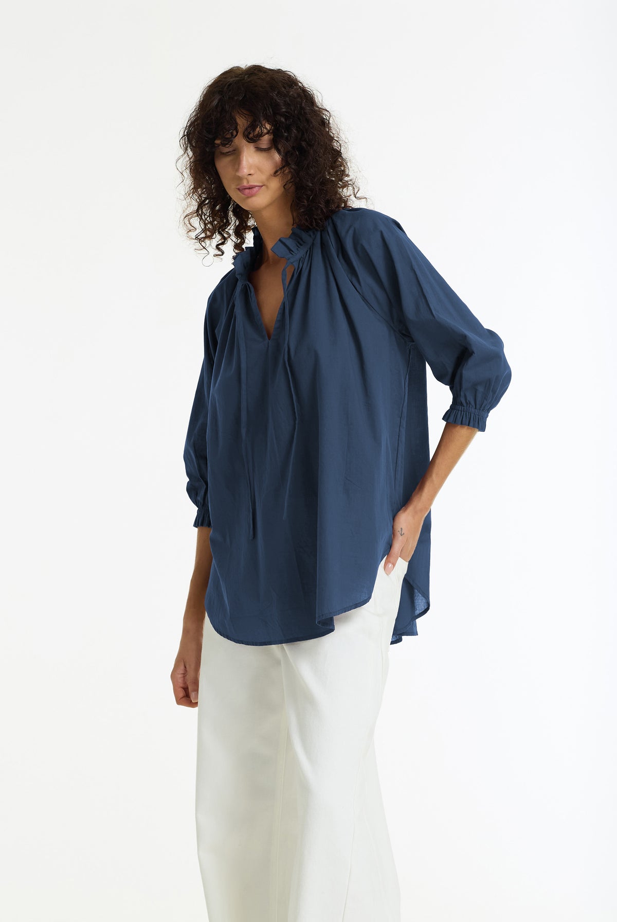 Charlotte Cotton Voile Top | Ash Blue | PRE-ORDER