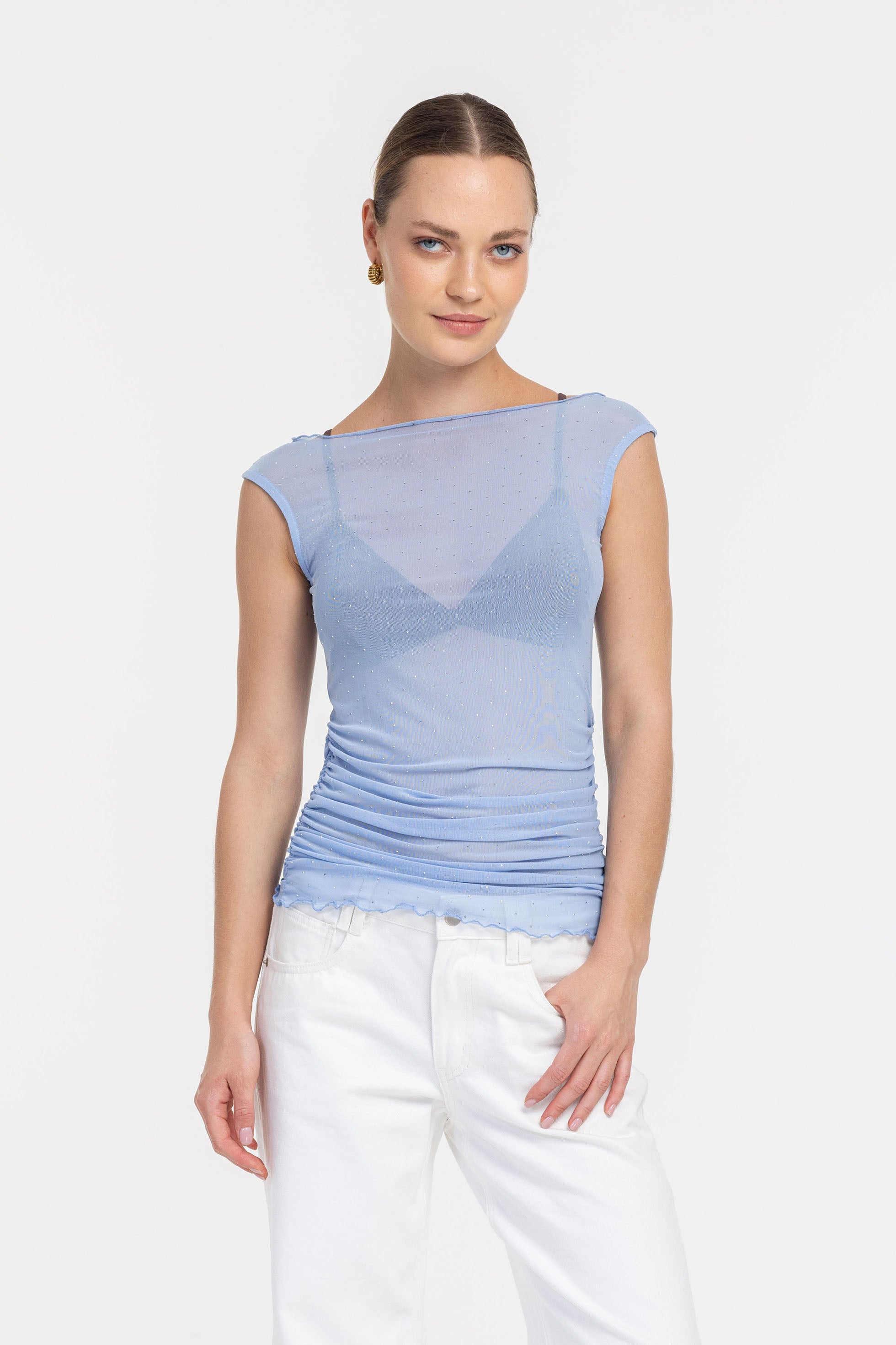 Coleen Top - Blue with Silver Diamantés - PRE-ORDER