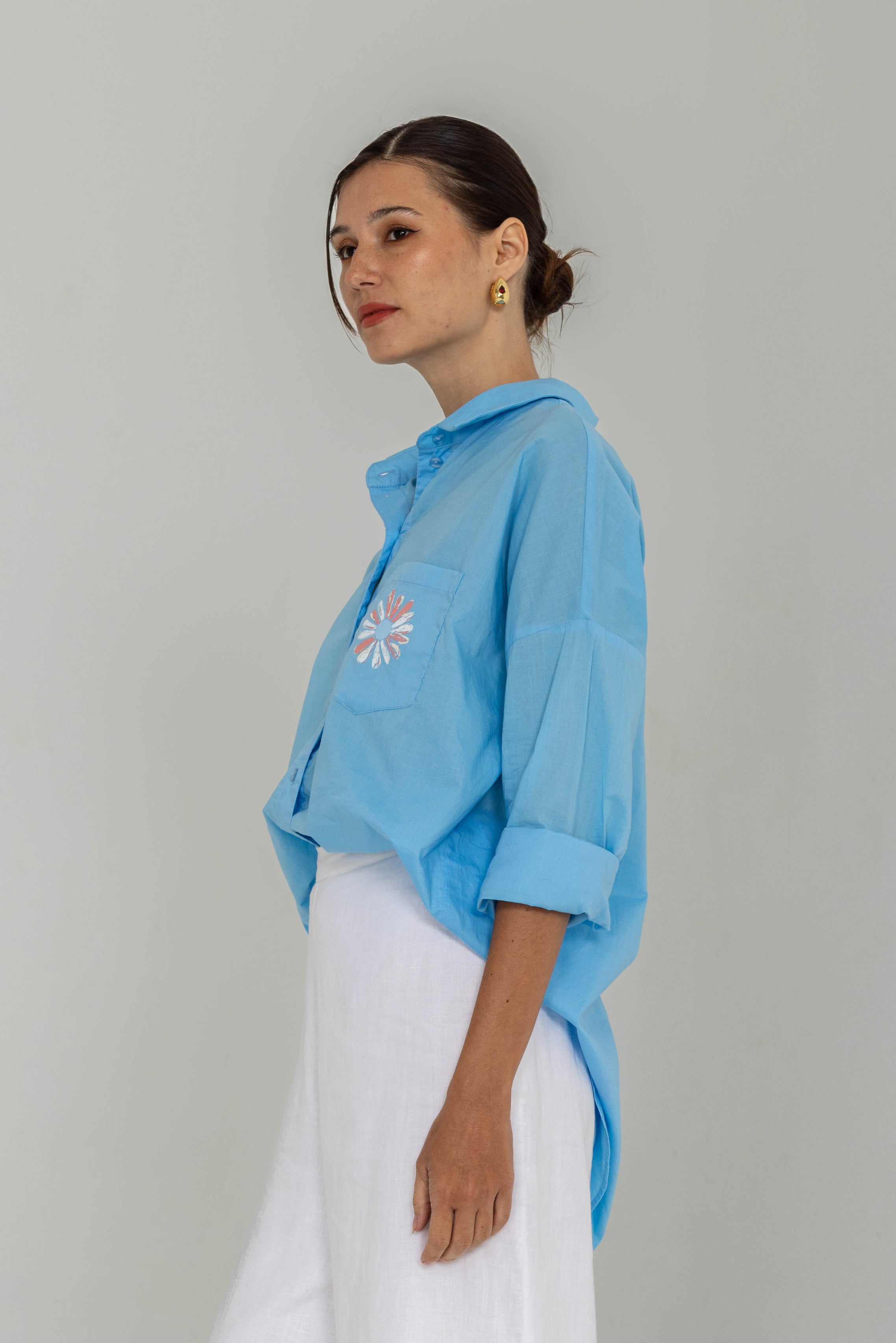 Defiant Shirt - Blue with Peppa Hart Flower