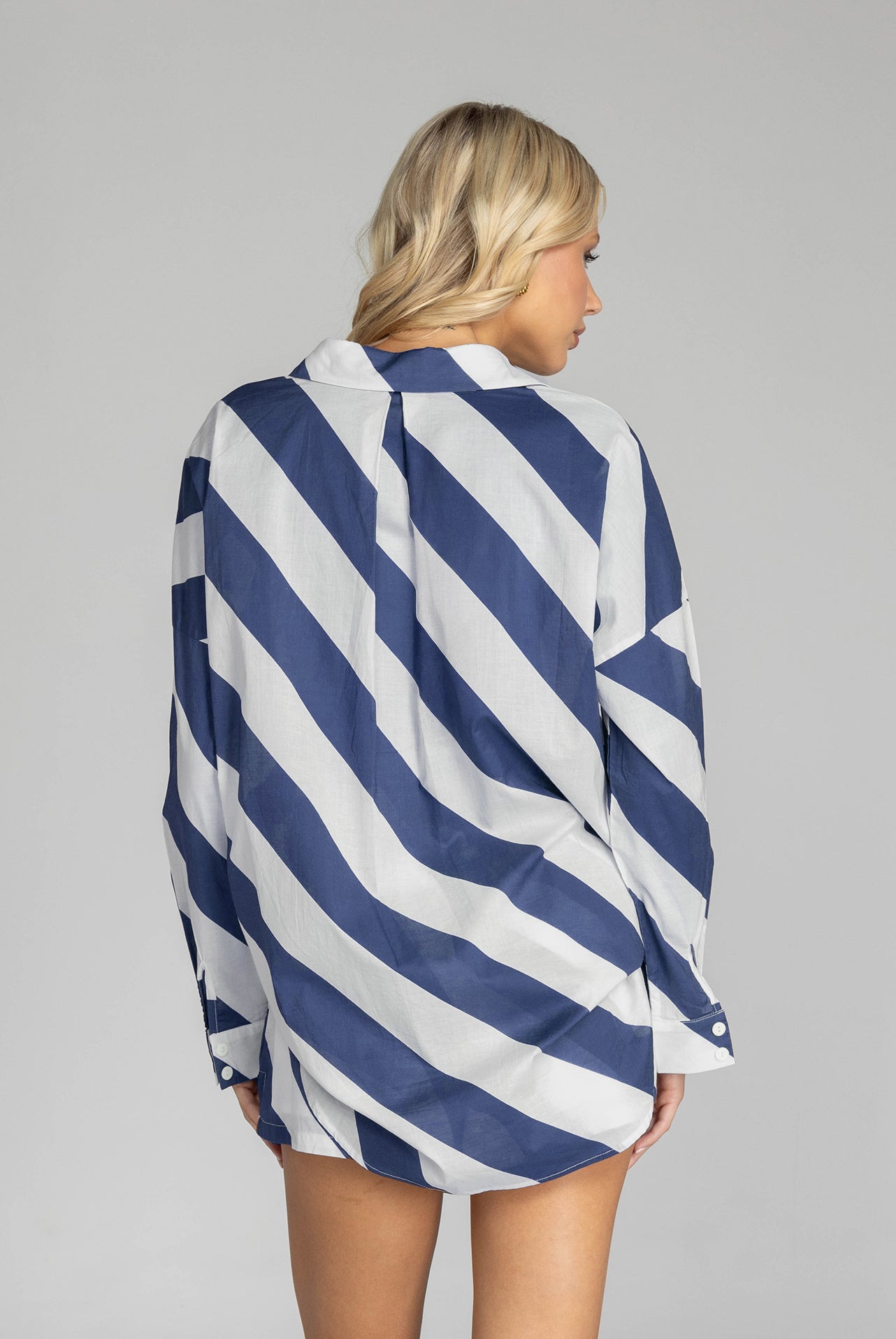 Defiant Shirt - Navy/White Diagonal Stripe