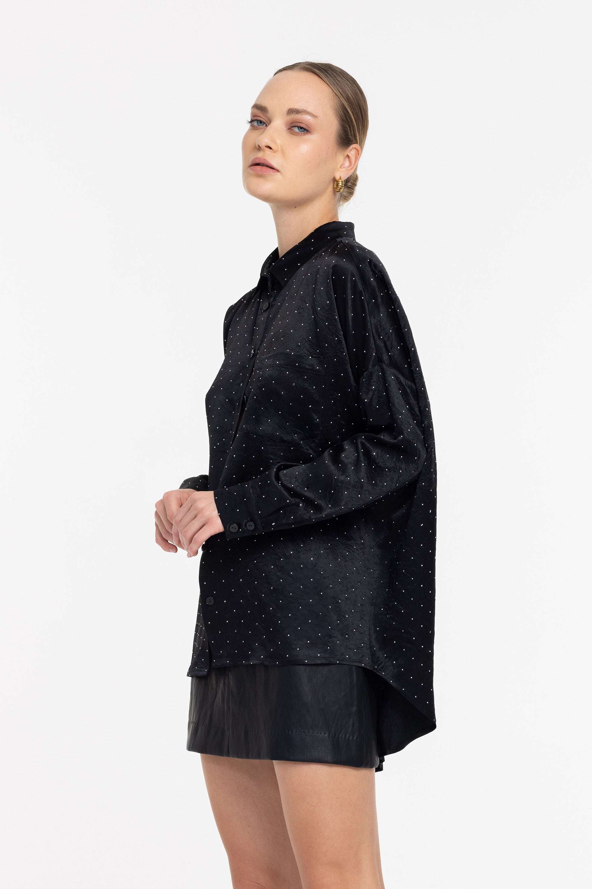 Defiant Shirt - Black with Silver Diamantés