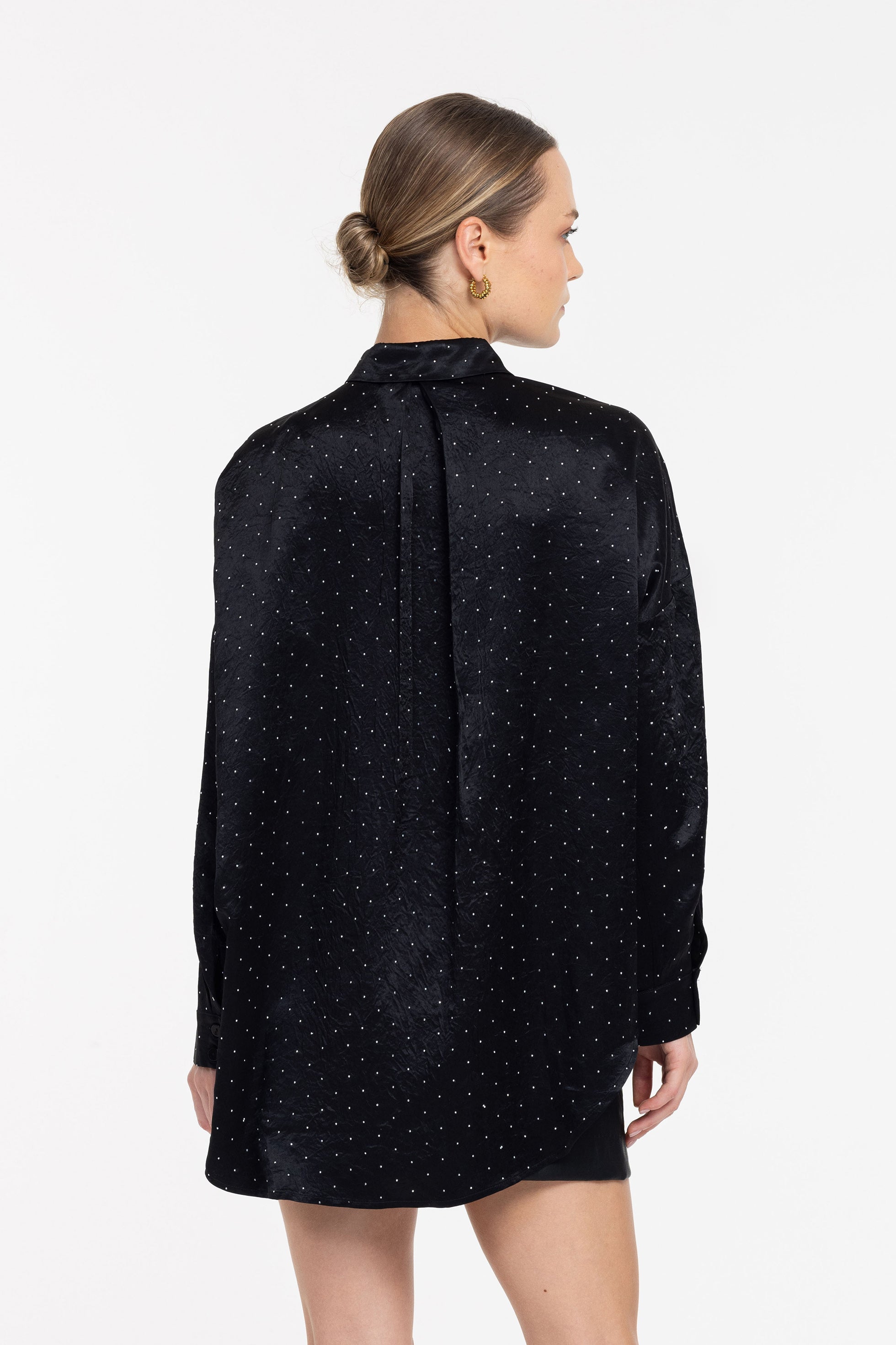 Defiant Shirt - Black with Silver Diamantés