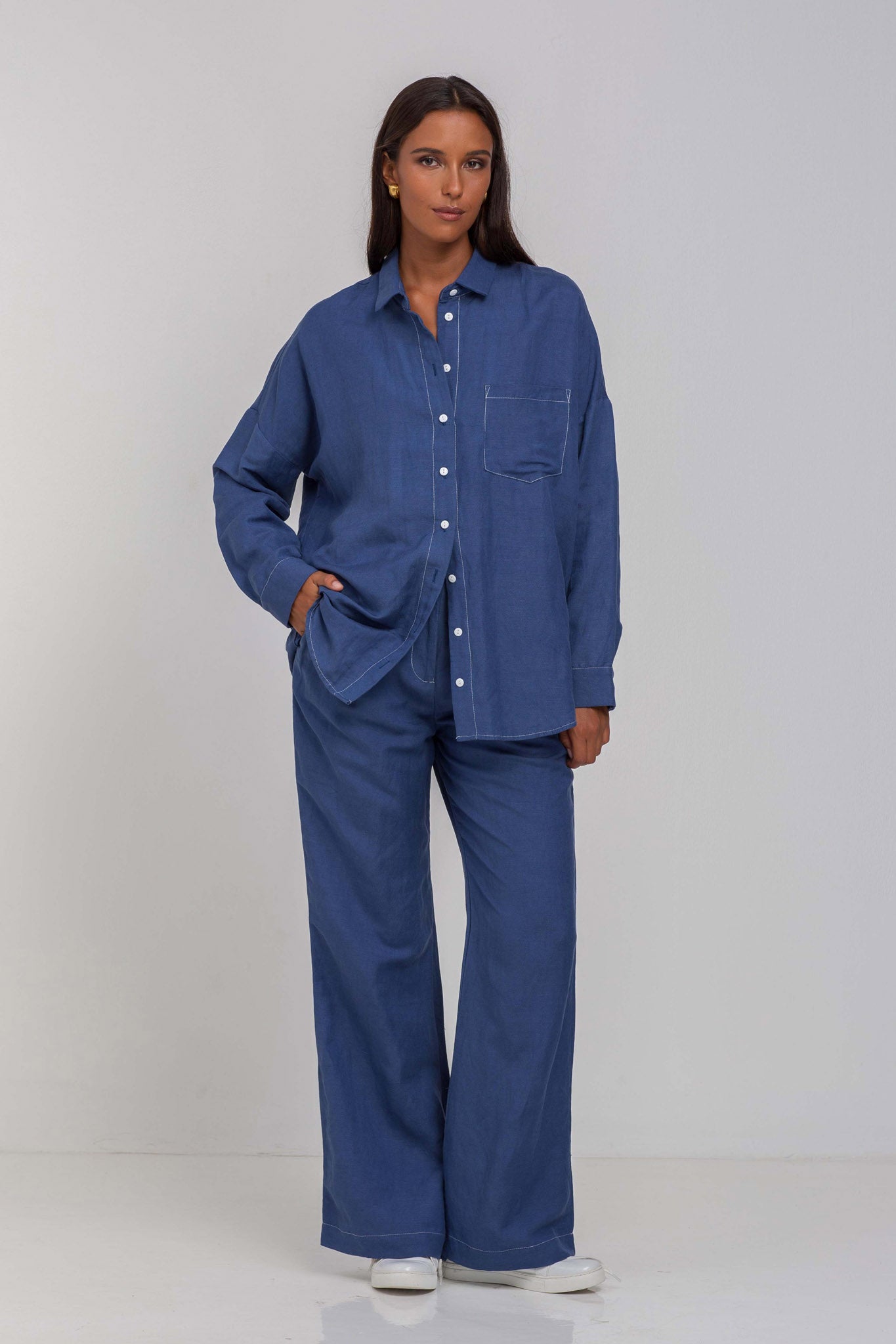 Leo Pant - Dark Sky with Contrast White Stitching