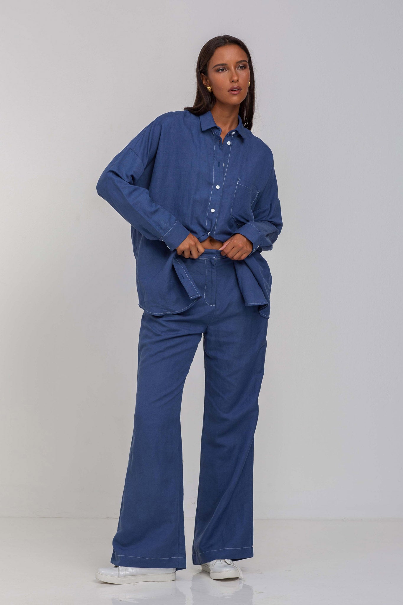 Leo Pant - Dark Sky with Contrast White Stitching