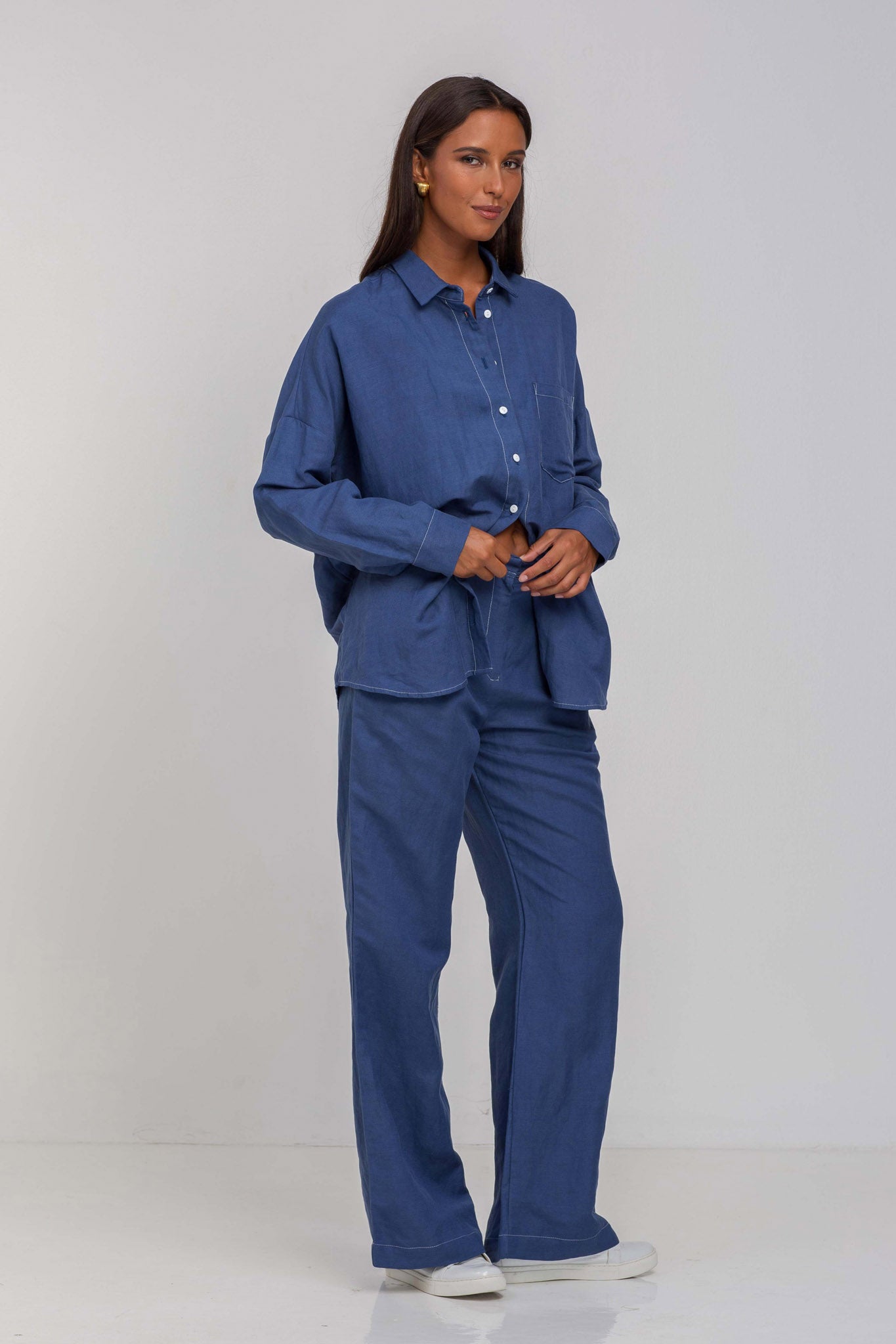 Leo Pant - Dark Sky with Contrast White Stitching