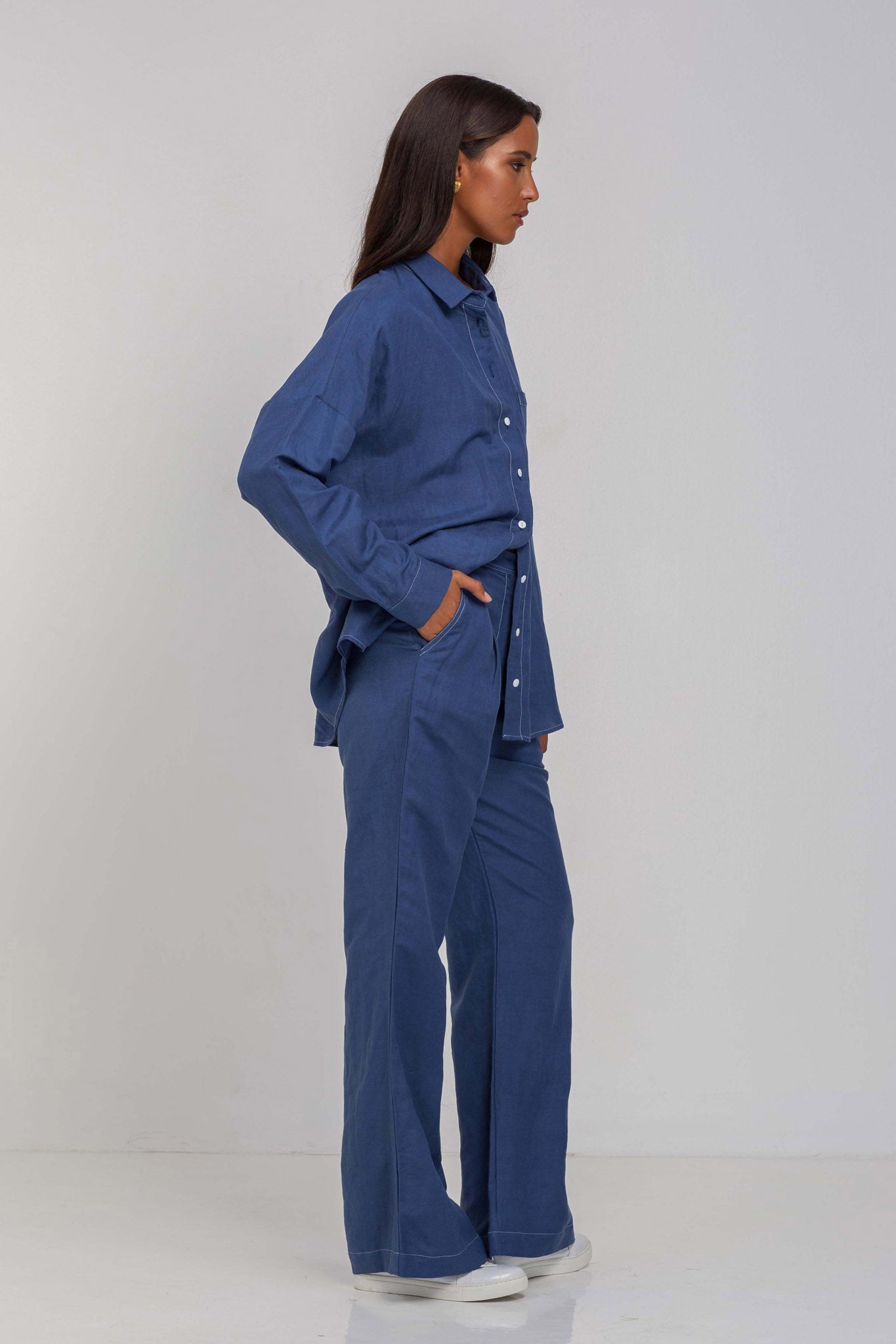 Leo Pant - Dark Sky with Contrast White Stitching