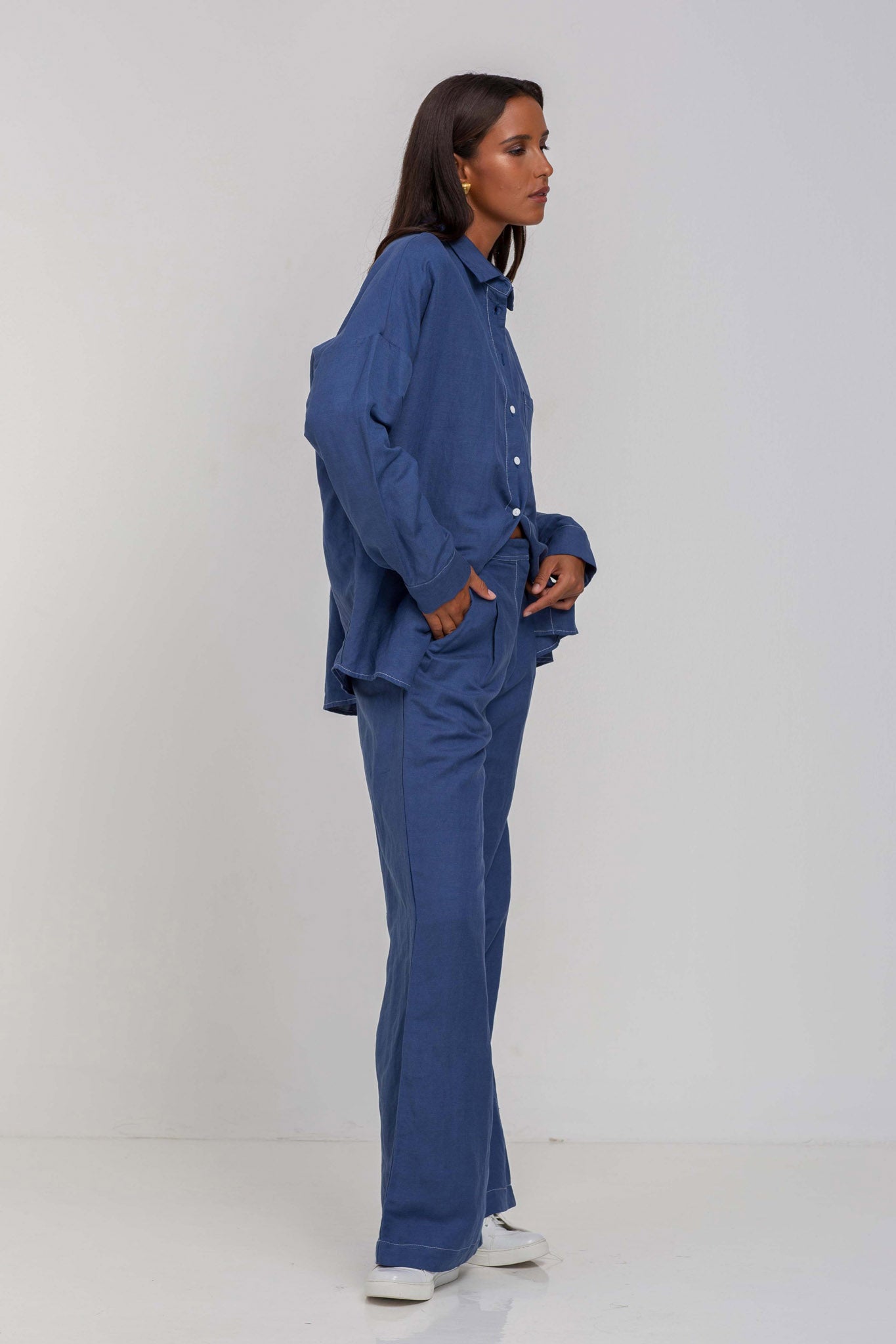 Leo Pant - Dark Sky with Contrast White Stitching