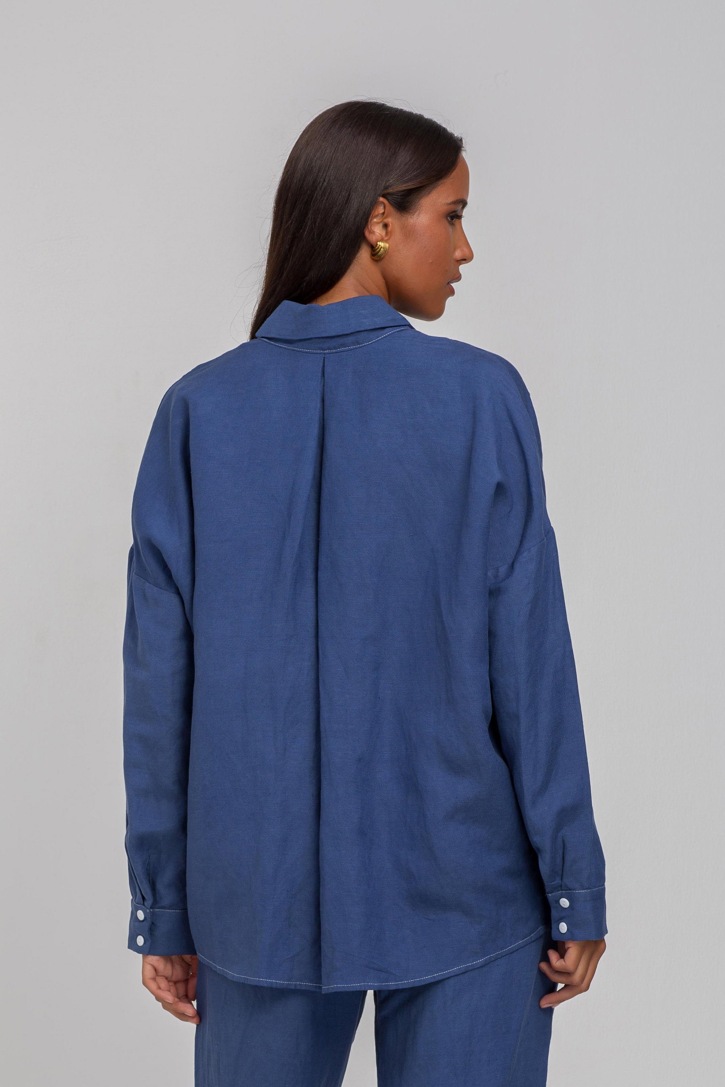 Defiant Shirt - Dark Sky with Contrast White Stitching & Buttons