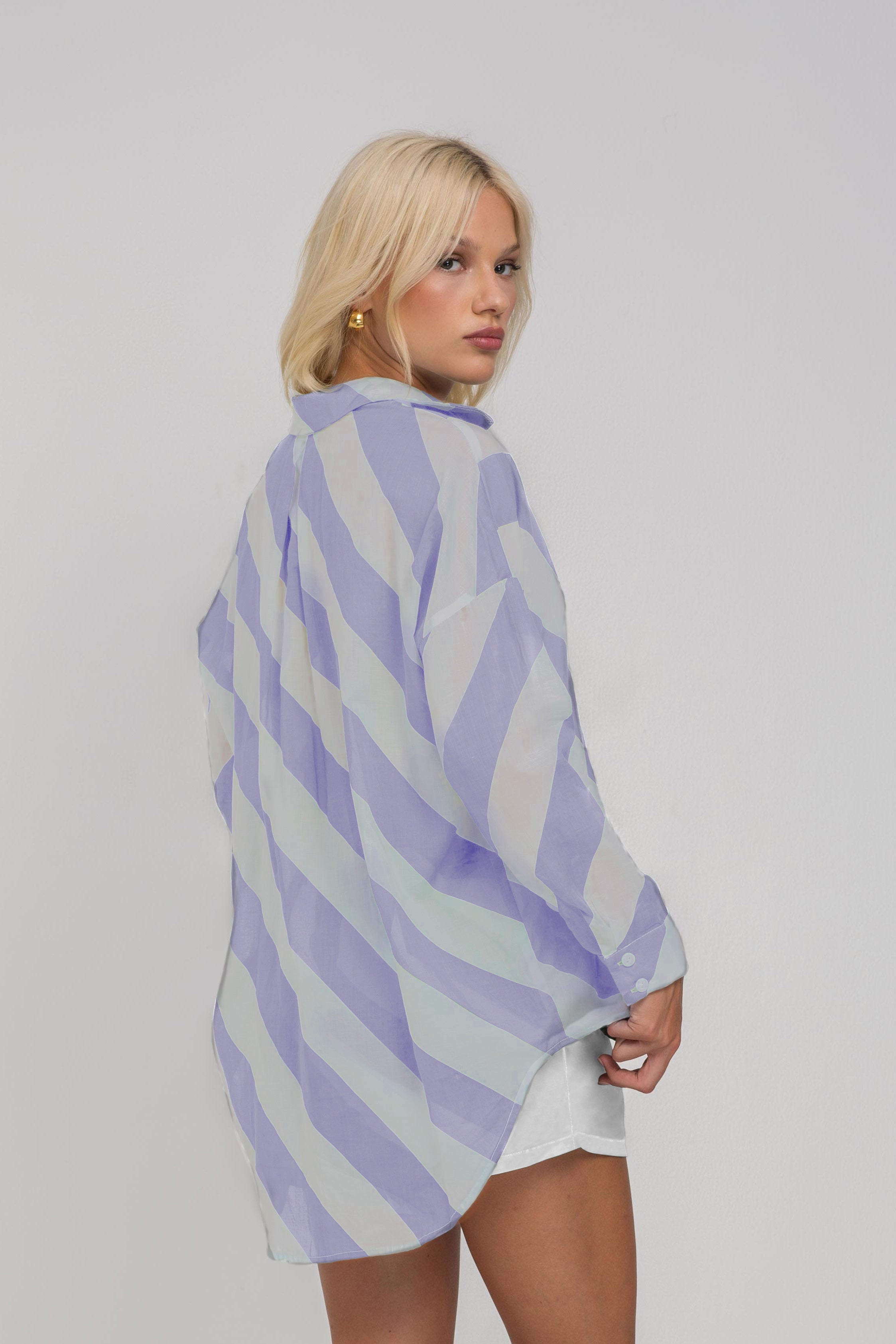 Defiant Shirt - Blueberry Bliss/Ivory Diagonal Stripe