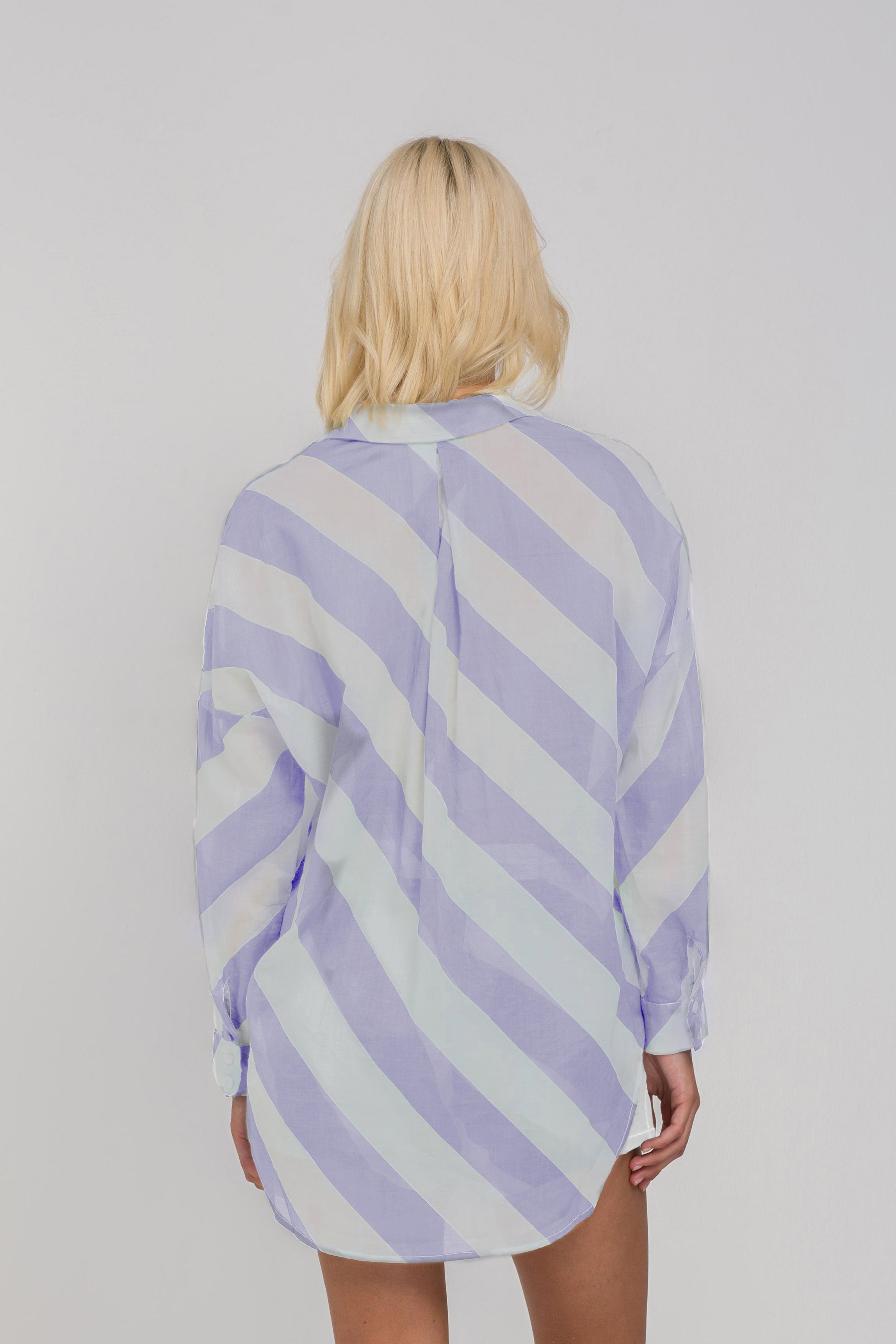 Defiant Shirt - Blueberry Bliss/Ivory Diagonal Stripe