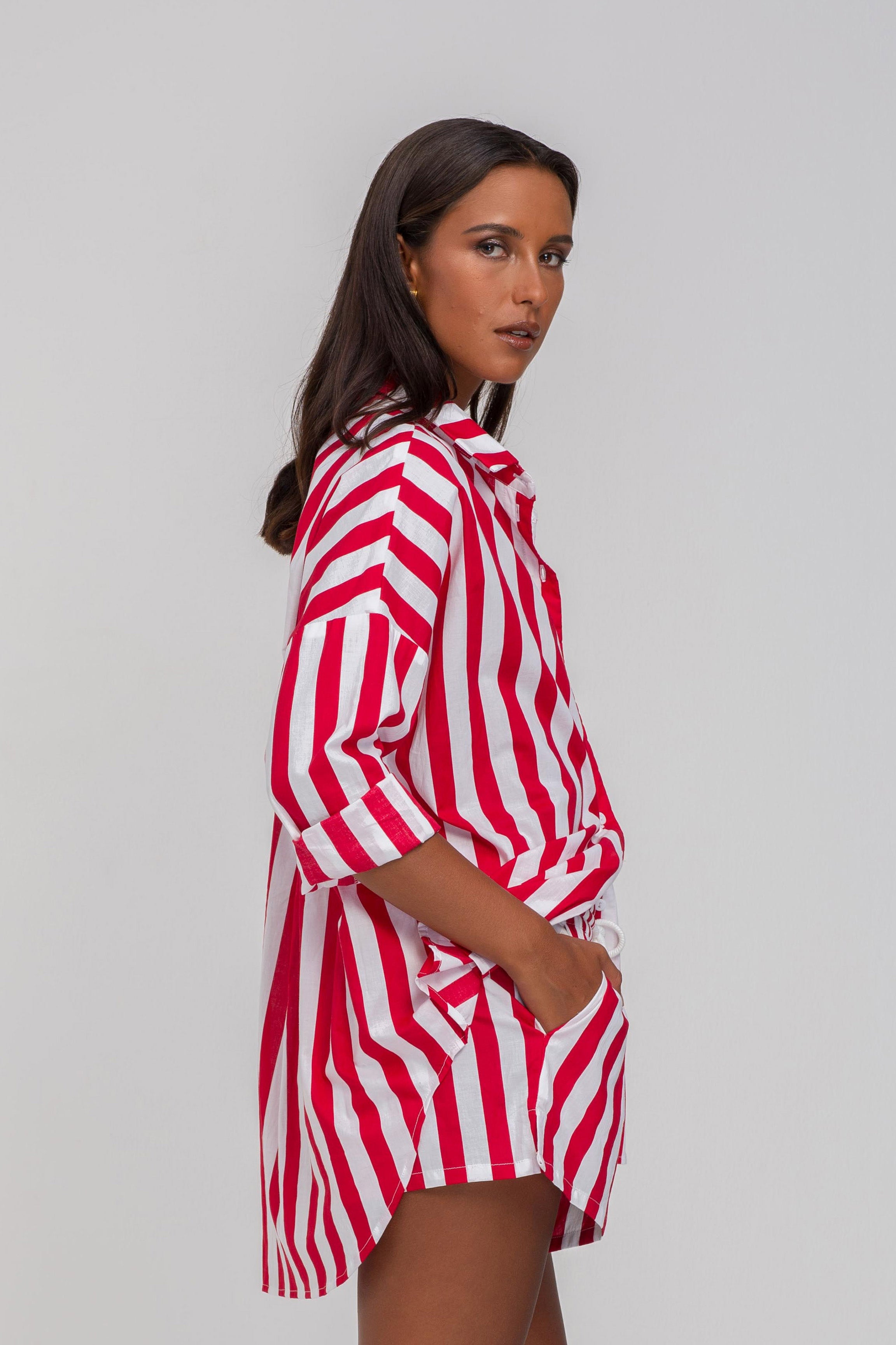 Defiant Shirt - Red/White Bold Stripe