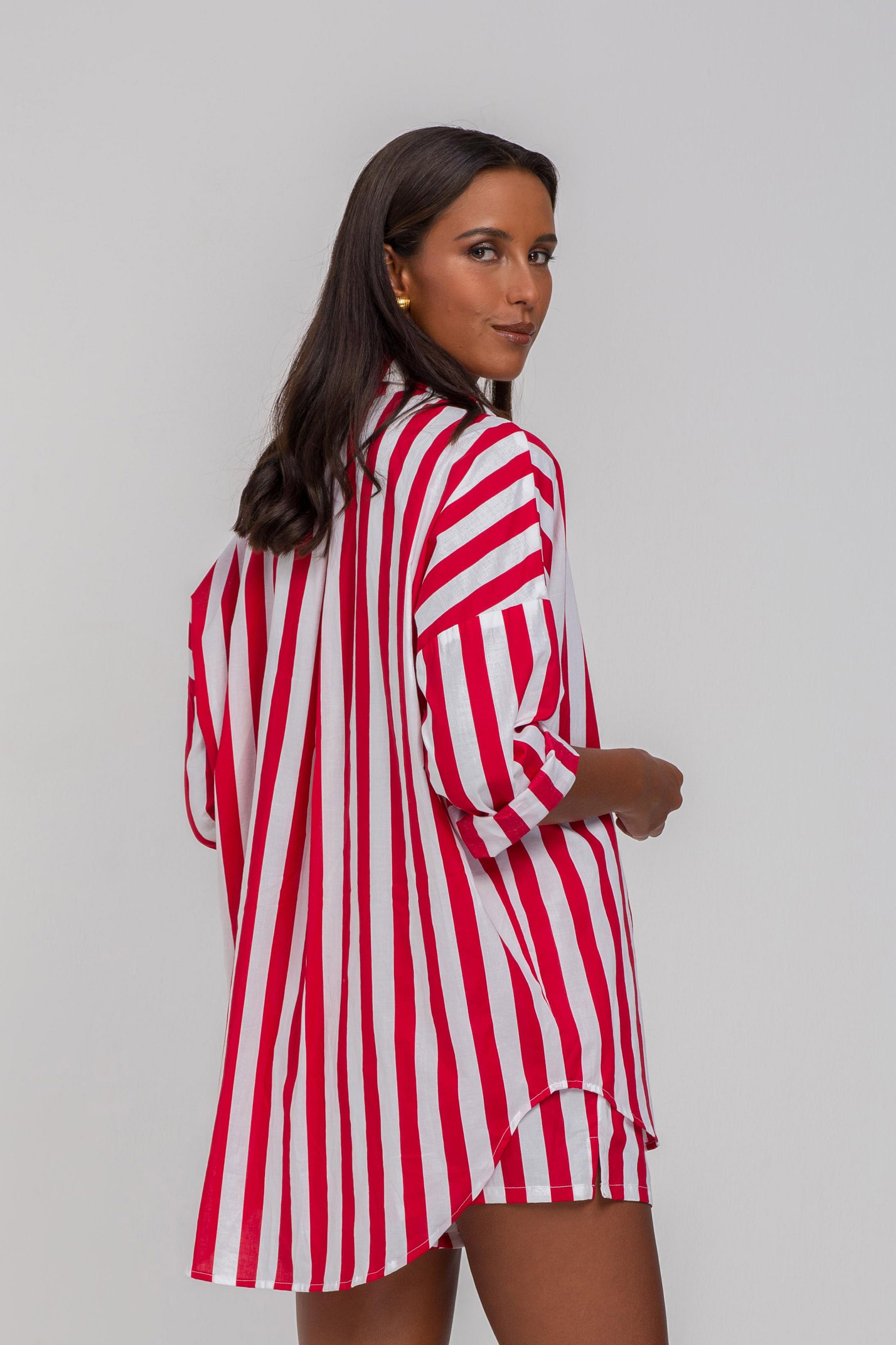 Defiant Shirt - Red/White Bold Stripe