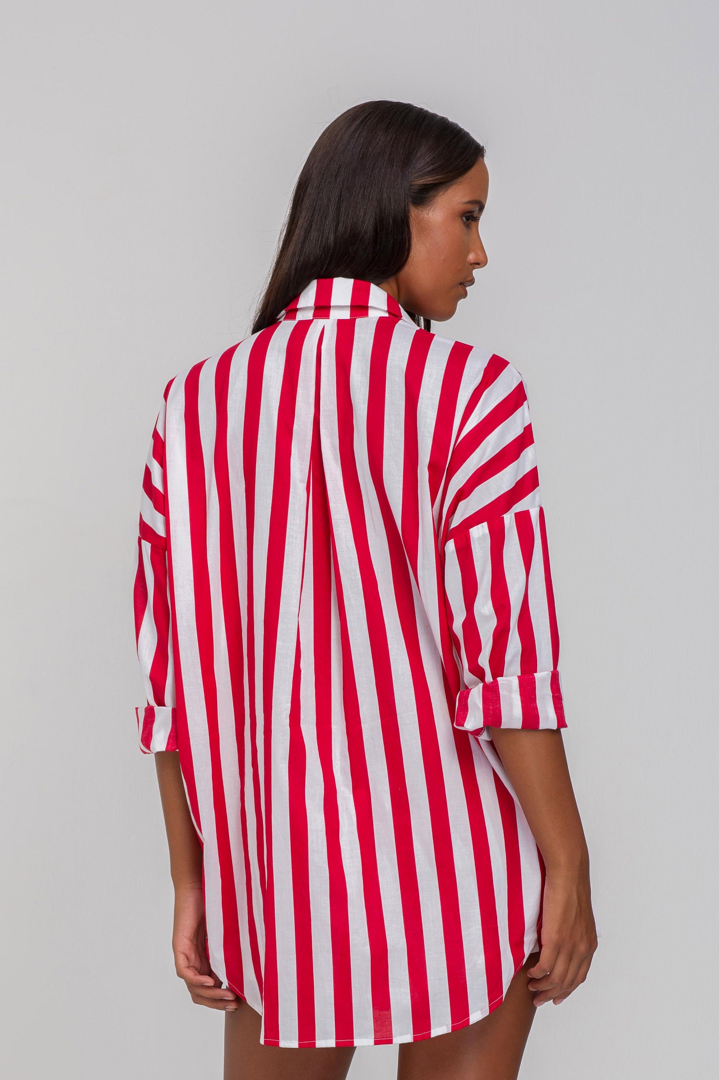 Defiant Shirt - Red/White Bold Stripe