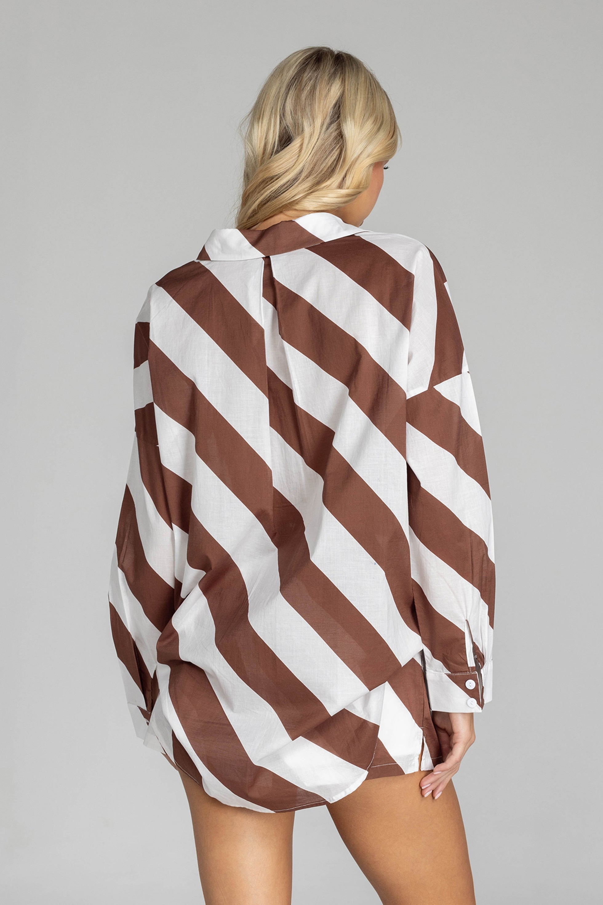Defiant Shirt - Chocolate/White Diagonal Stripe