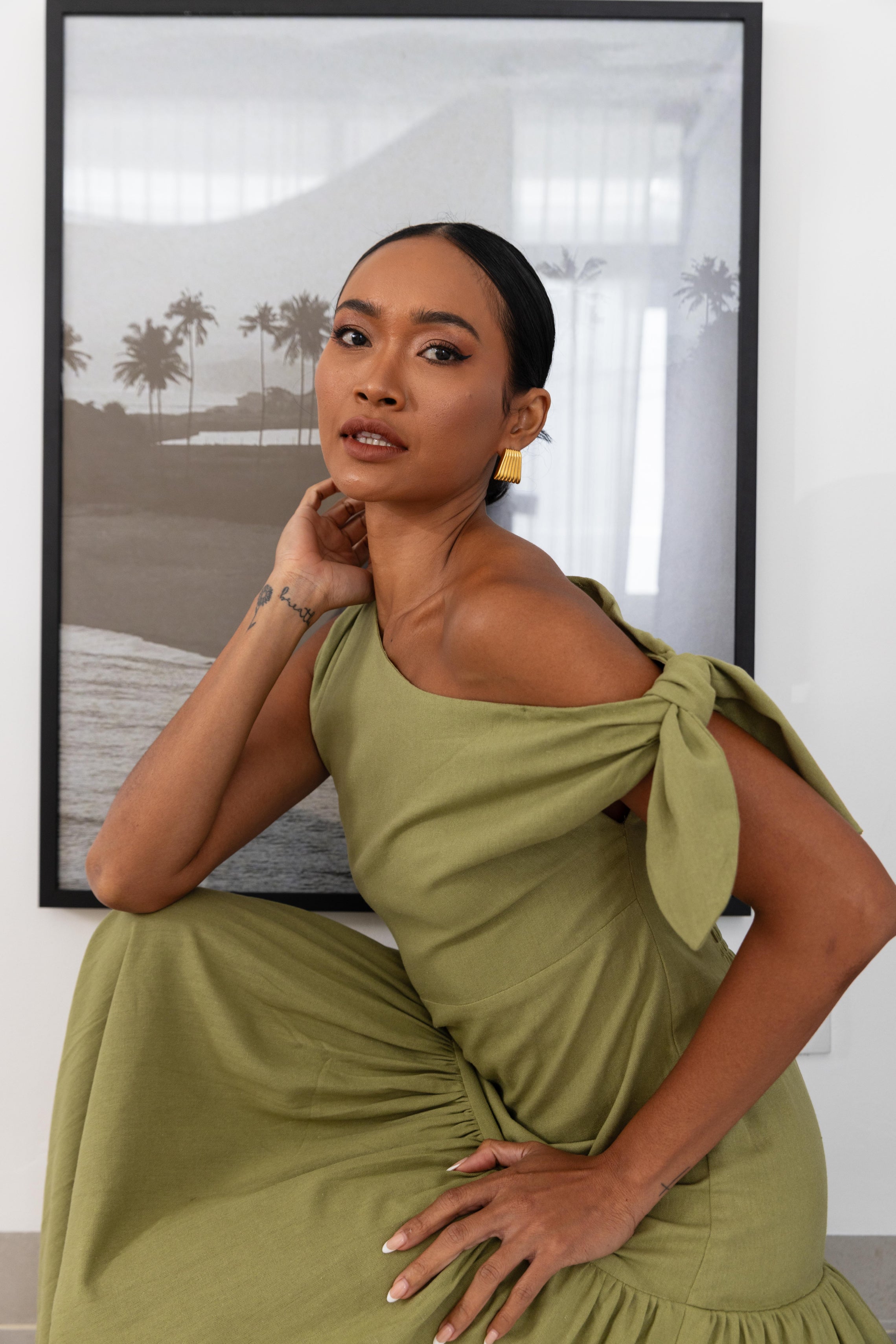 Dhalia Dress - Crispy Moss