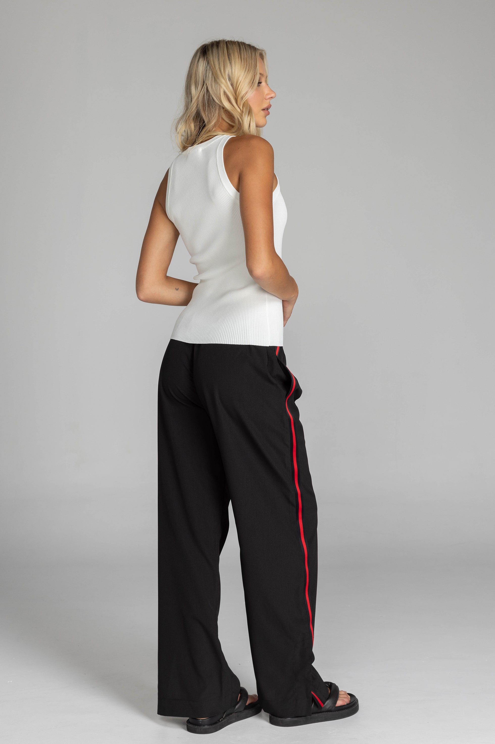 Diego Pant - Black with Black/Red Tape