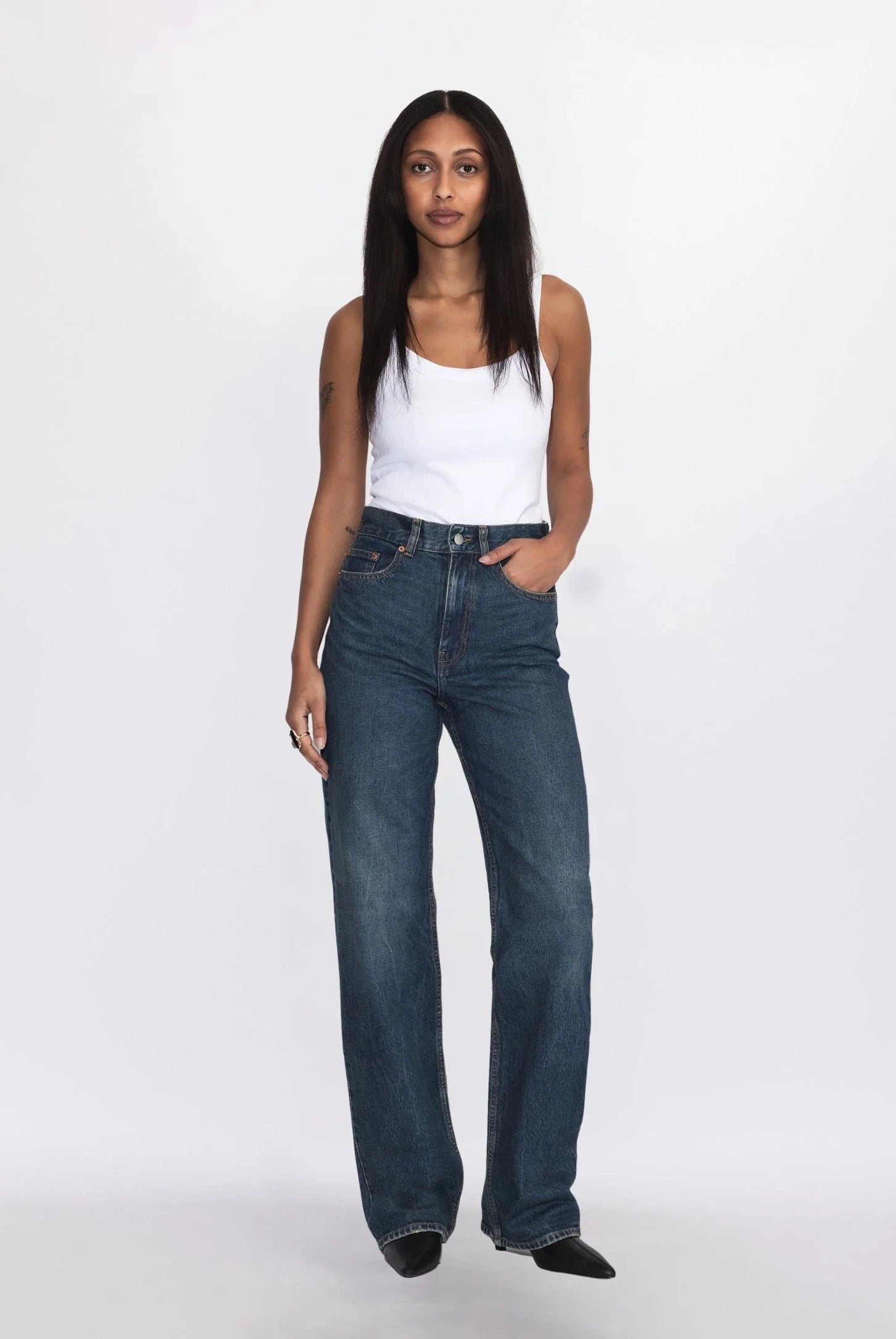 Dr Denim - Echo High Straight Jeans - Bay Dark Used Vintage