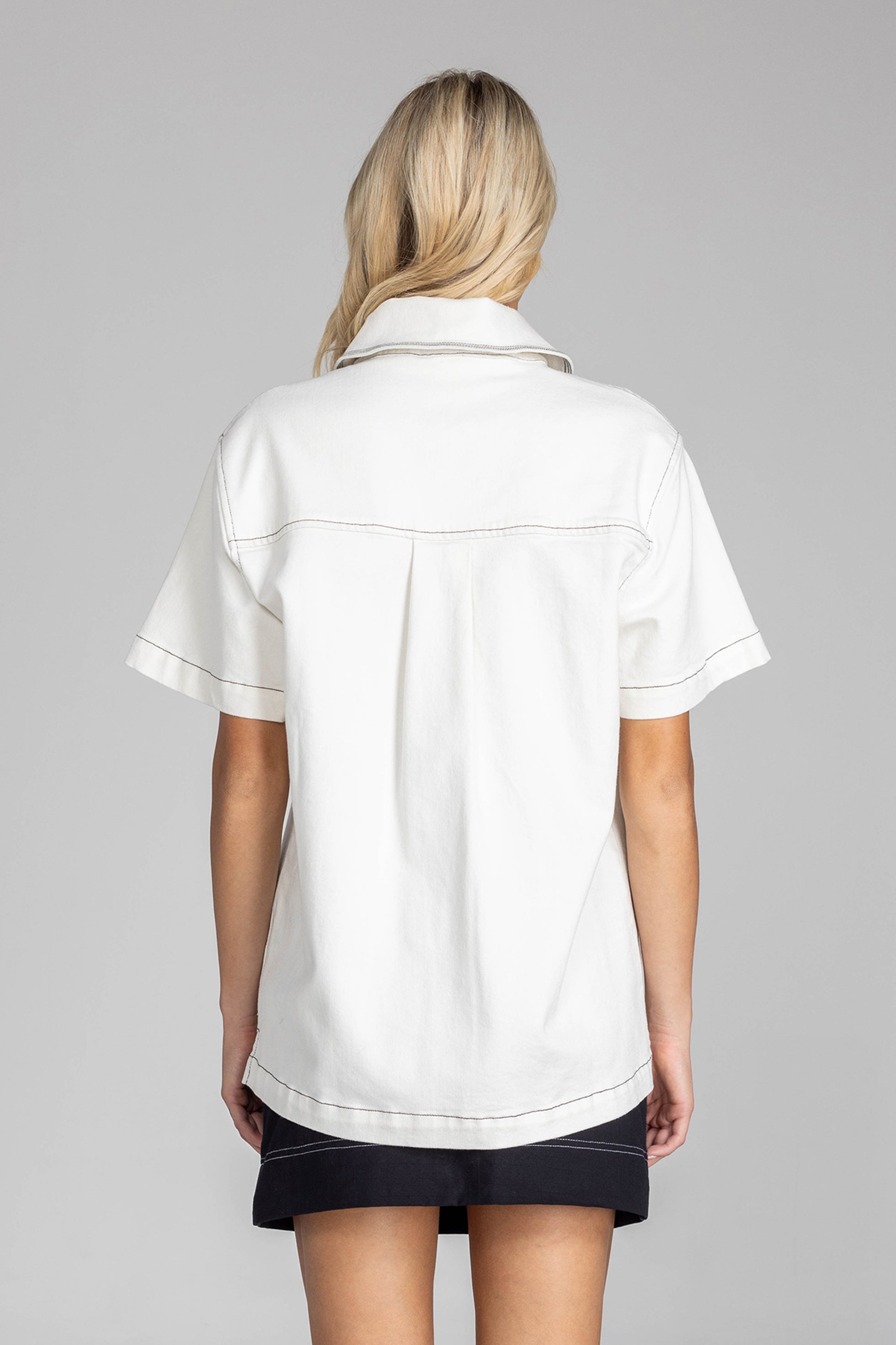 Edwin Shirt - Off White with Black Stitching