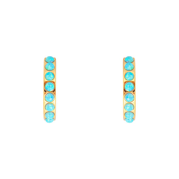 Fairley - Blue Opal Crystal Midi Hoops - Gold