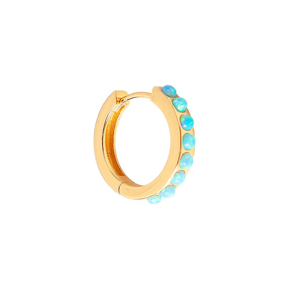 Fairley - Blue Opal Crystal Midi Hoops - Gold