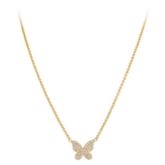 Fairley - Butterfly Pave Necklace - Gold