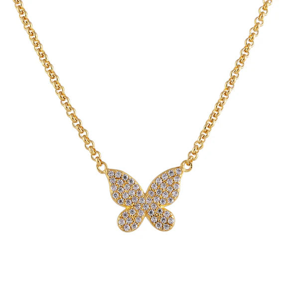 Fairley - Butterfly Pave Necklace - Gold