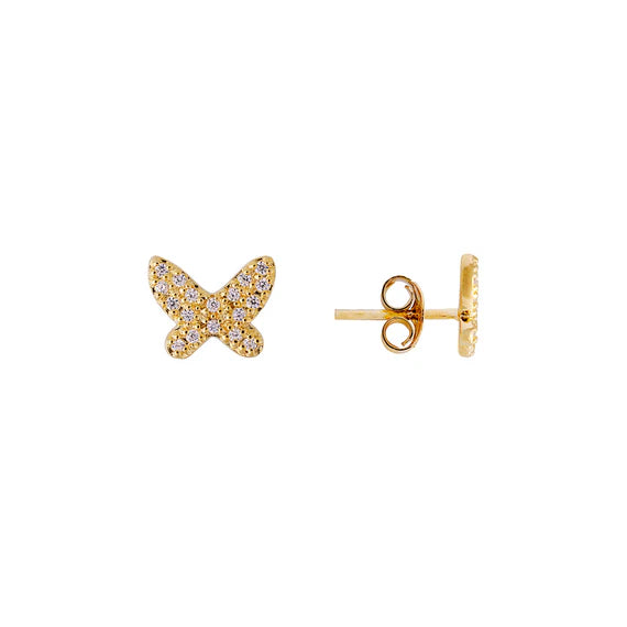 Fairley - Butterfly Pave Studs - Gold