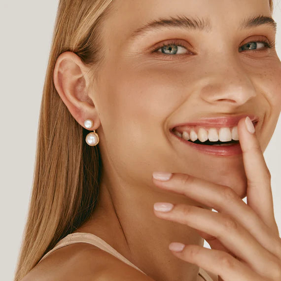 Fairley - Double Pearl Ear Jackets - Gold