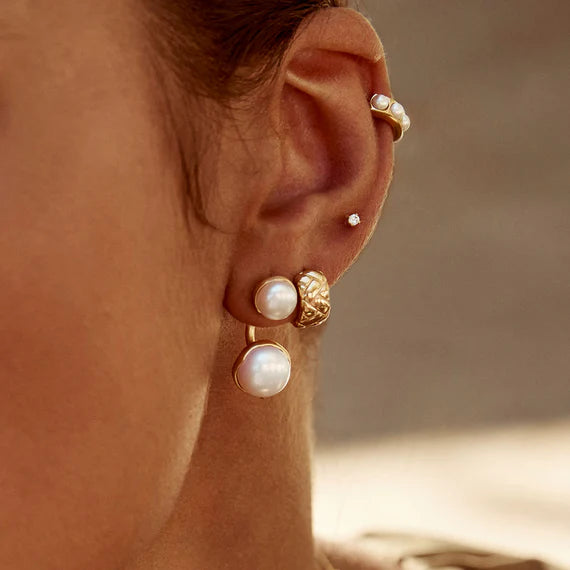 Fairley - Double Pearl Ear Jackets - Gold
