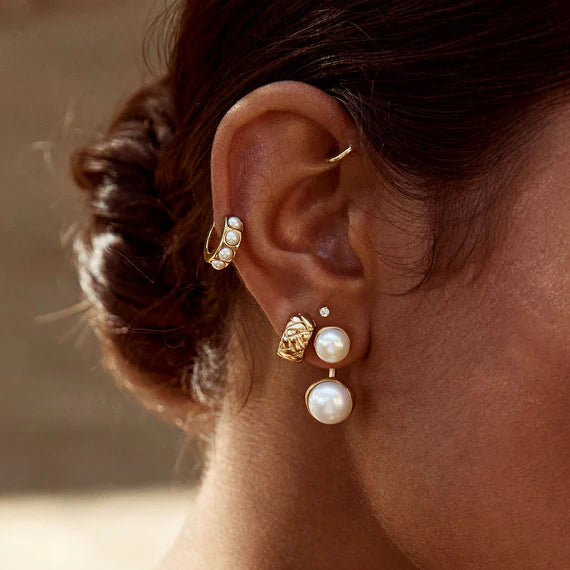 Fairley - Double Pearl Ear Jackets - Gold