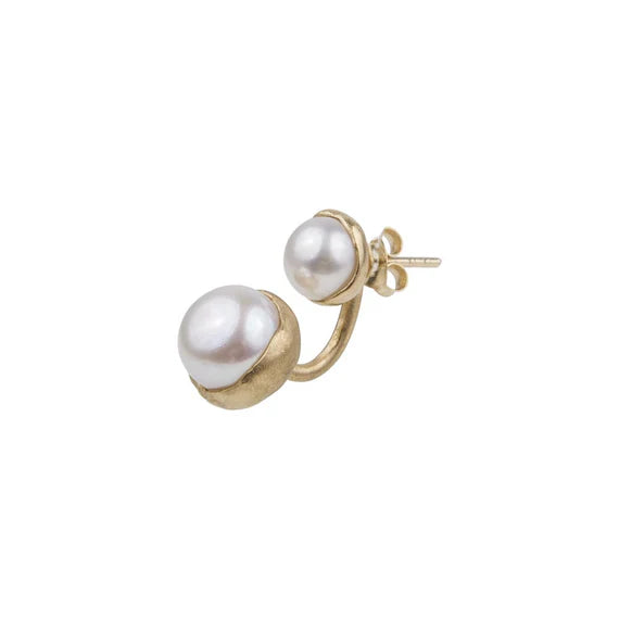 Fairley - Double Pearl Ear Jackets - Gold